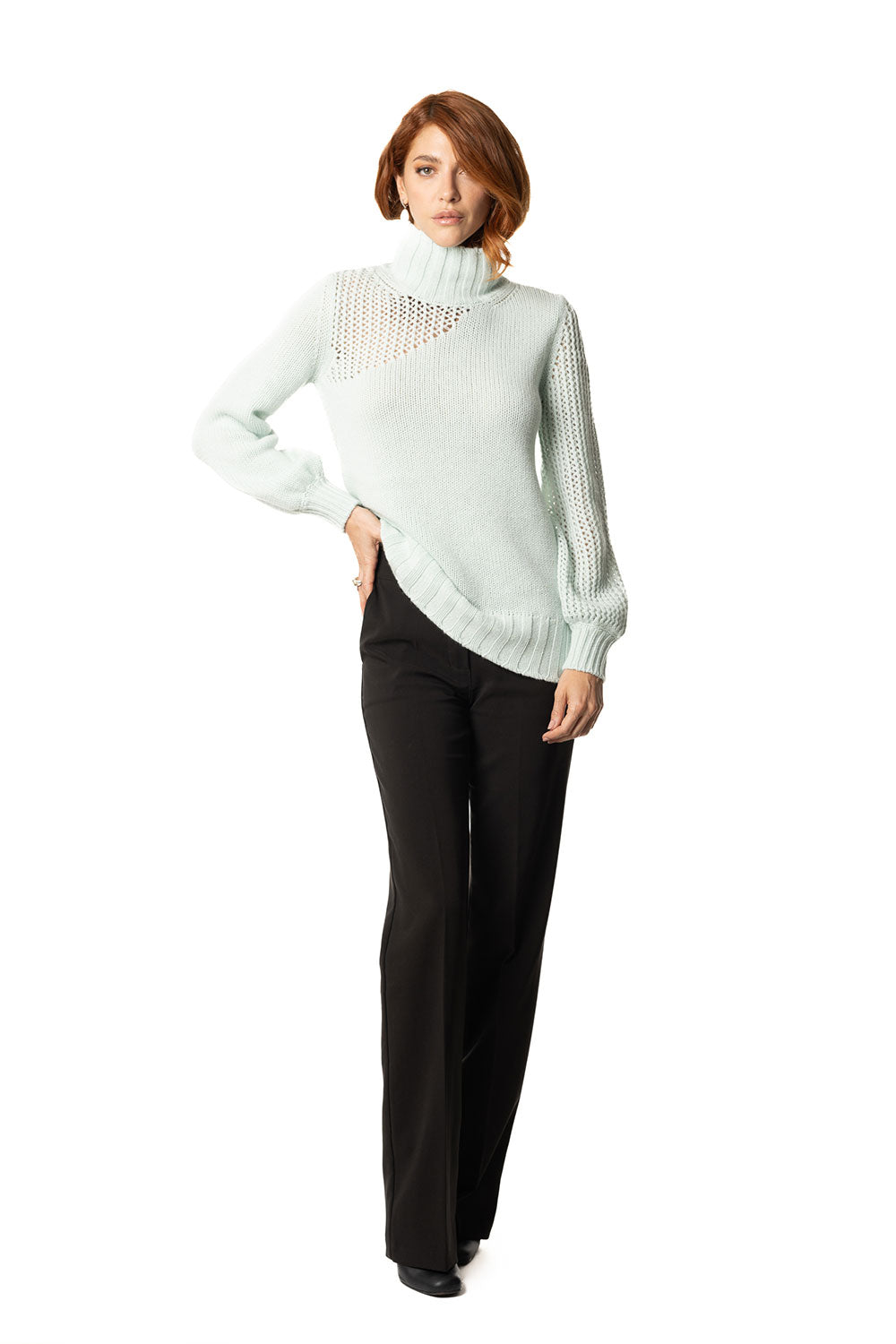Vittoria Paci Dolcevita Cashmere Verde Acqua Donna