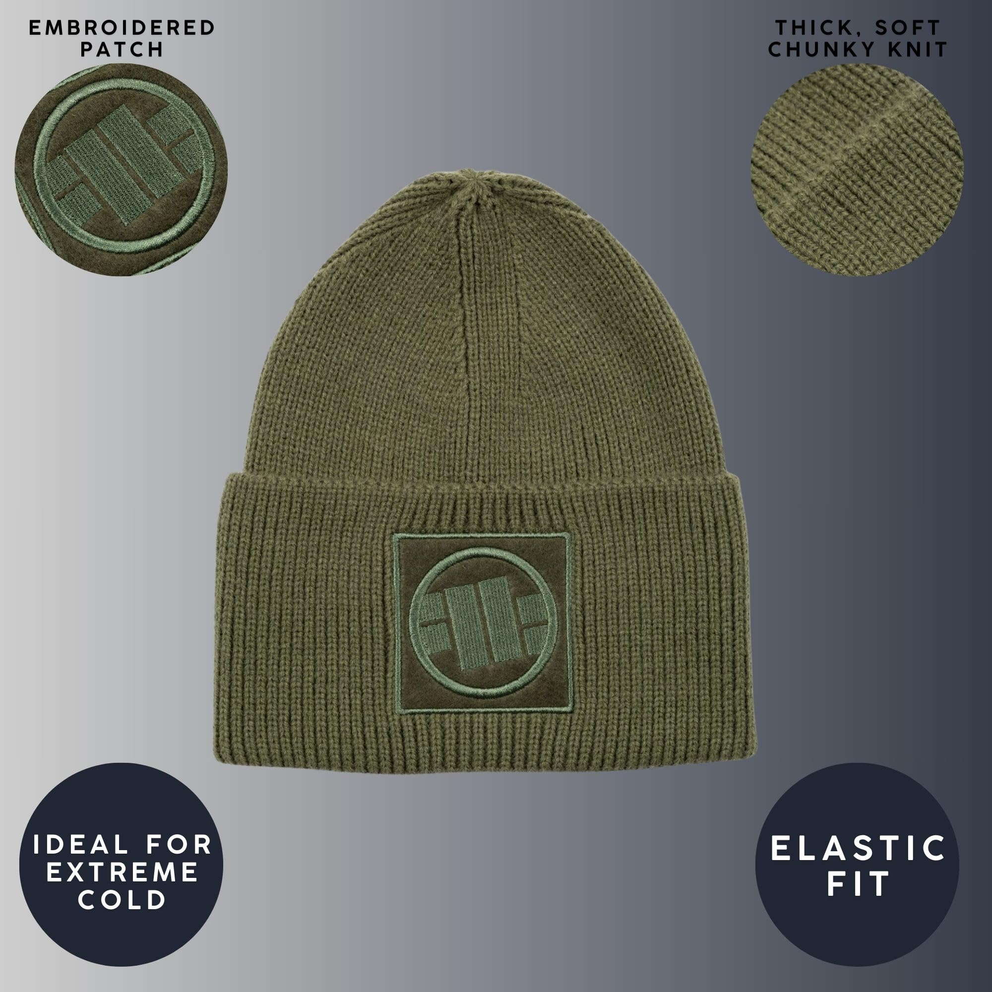 Pitbull Logo beanie verde oliva berretto invernale