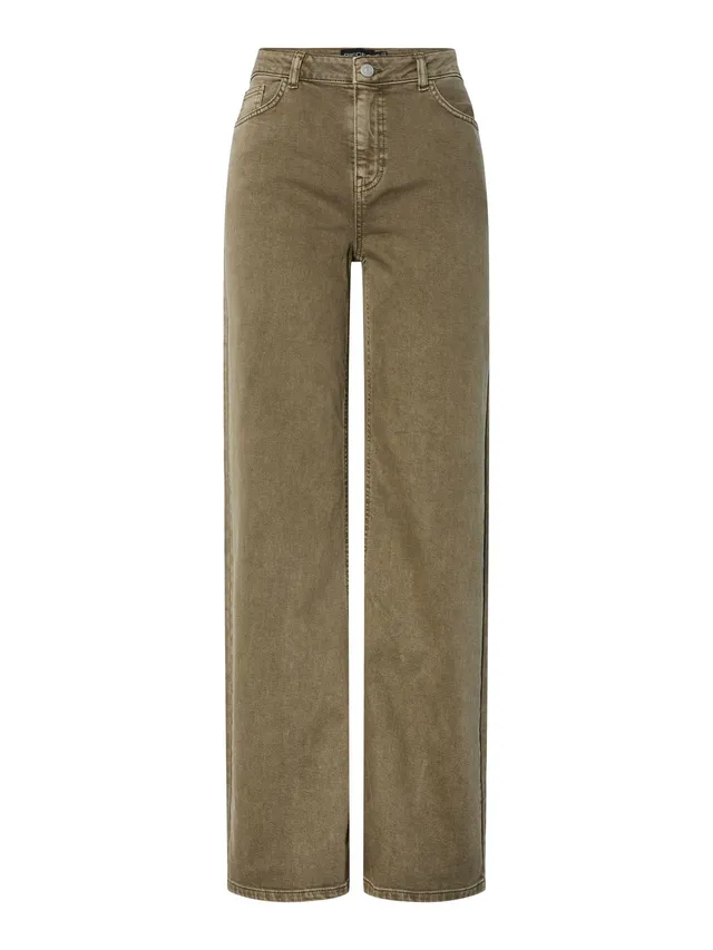 Pieces Pcsilke MW Wide Jeans larghi 31W/30L cotone