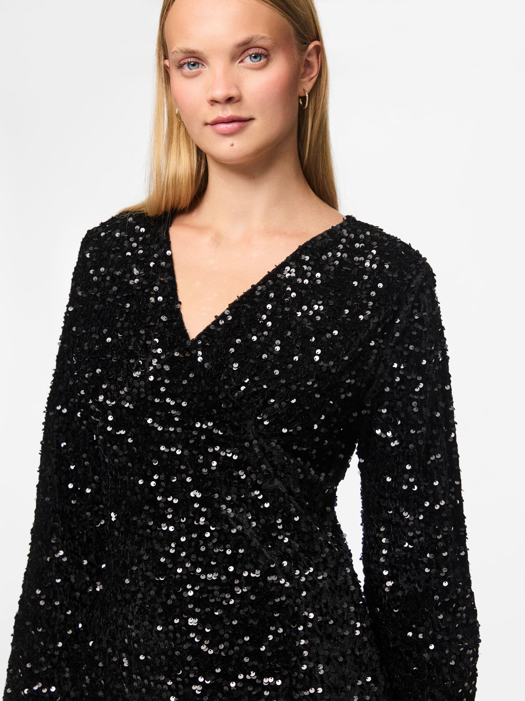 PIECES Pckam scollo V abito jersey nero XS quotidiano