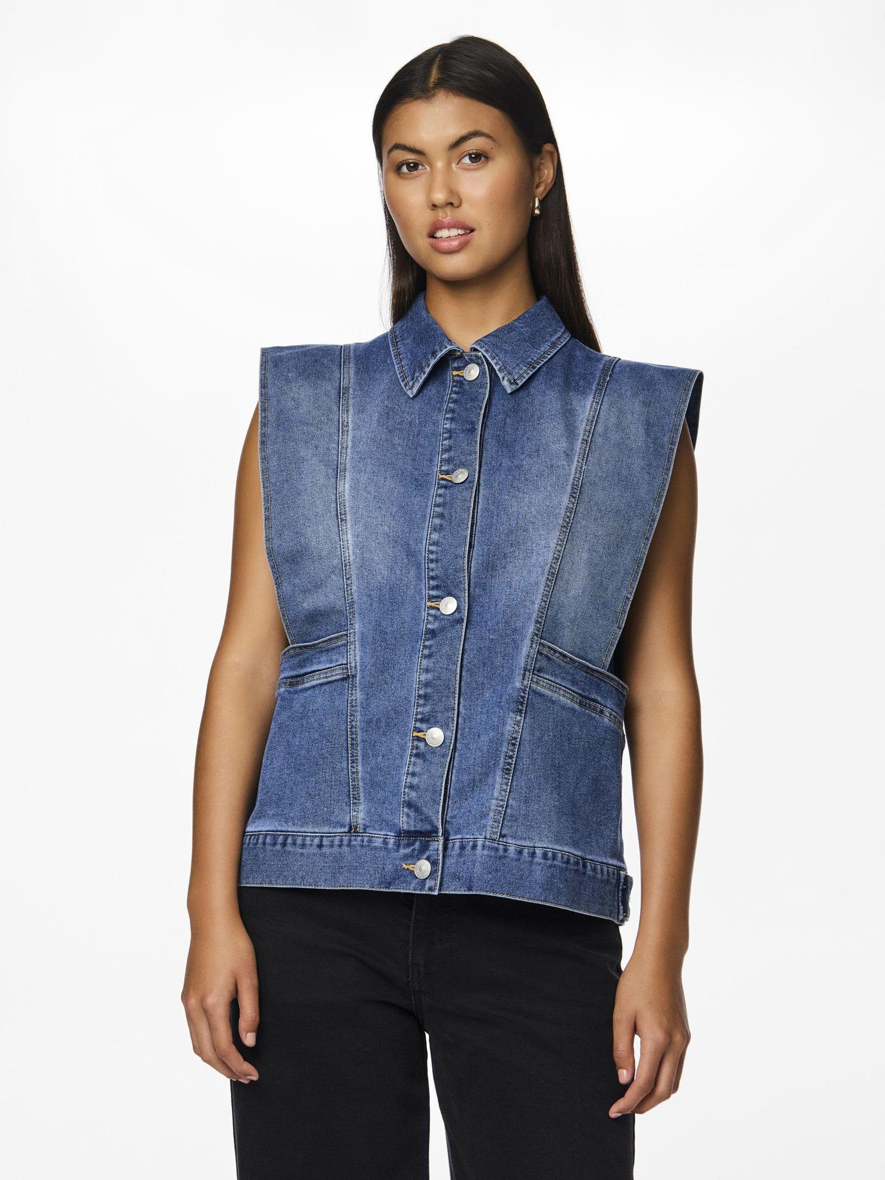 Pieces PCFemma gilet jeans XS denim blu