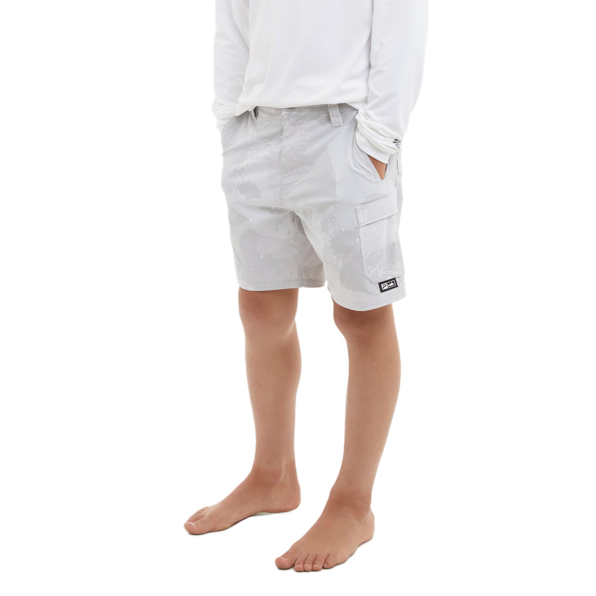 Pelagic Madeira Cargo shorts ragazzo grigio chiaro tasche