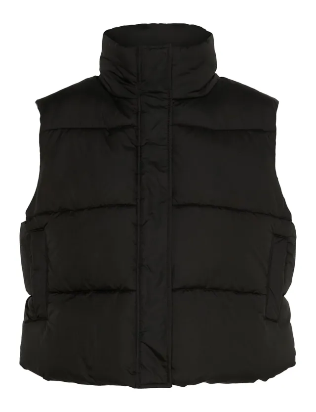 Pieces Pcbee High Neck Cropped Puffer gilet donna nero