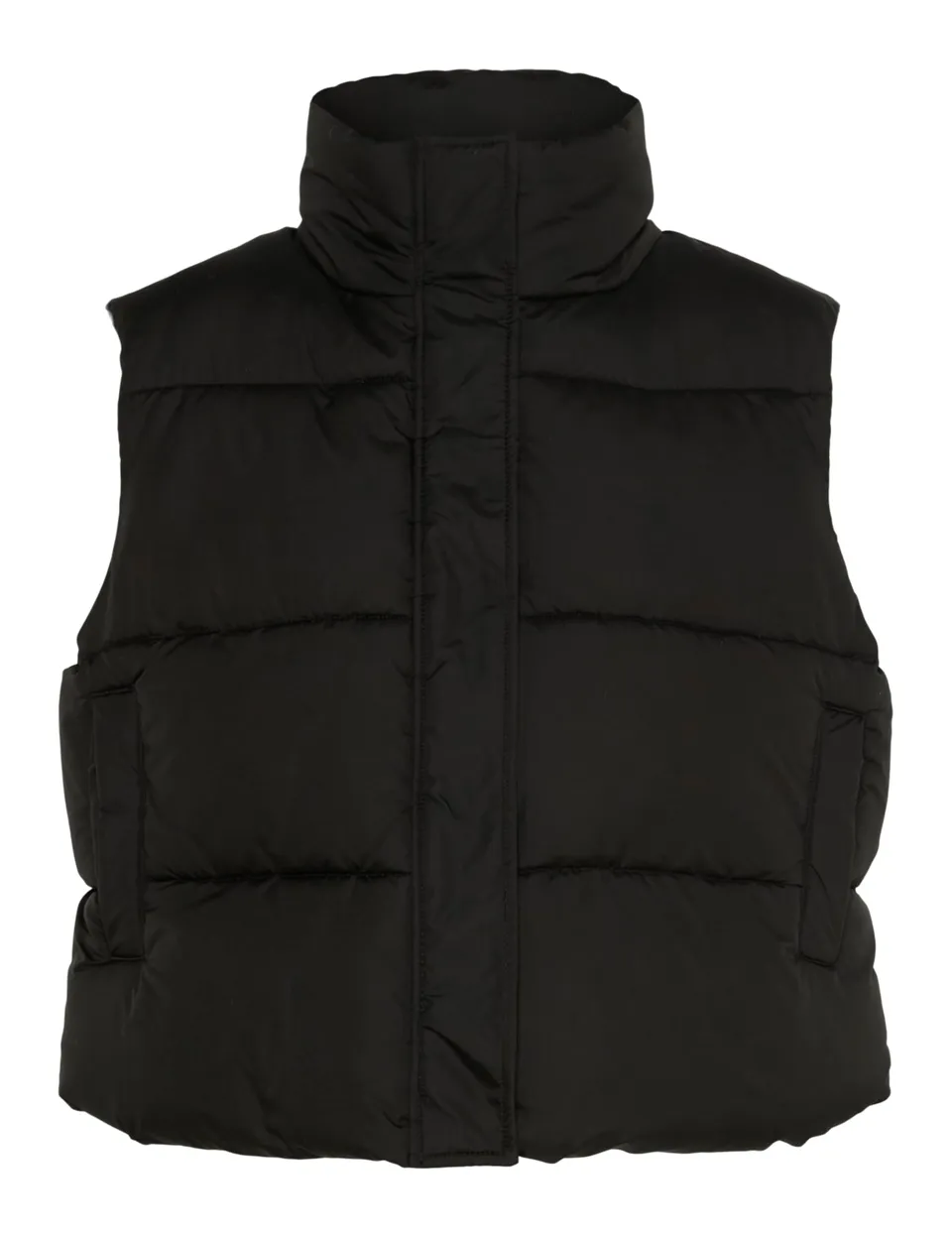 Pieces Pcbee High Neck Cropped Puffer gilet donna nero