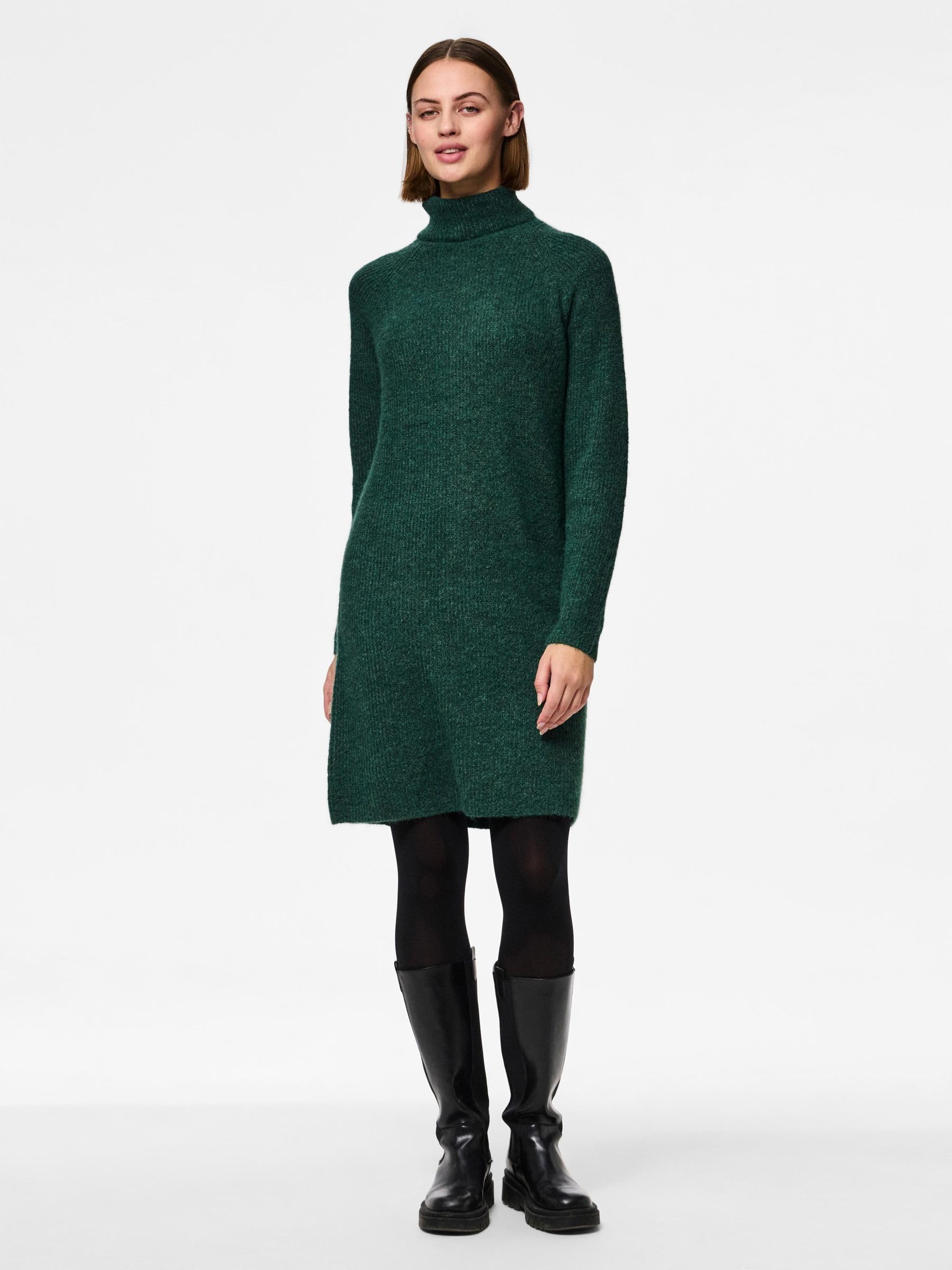 Pieces Pcellen abito maglia trekking green dritto maniche lunghe