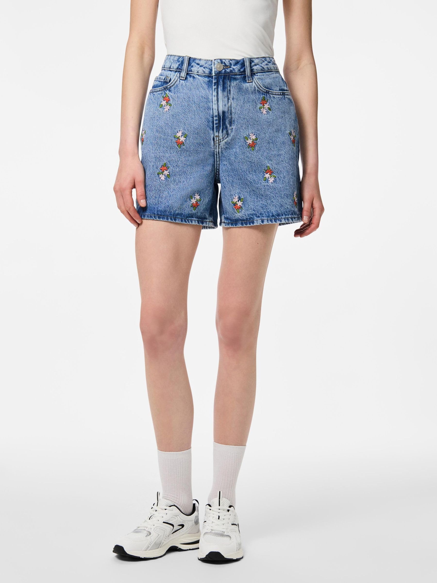 Pieces Pcsky HW Embroidery shorts jeans donna XS