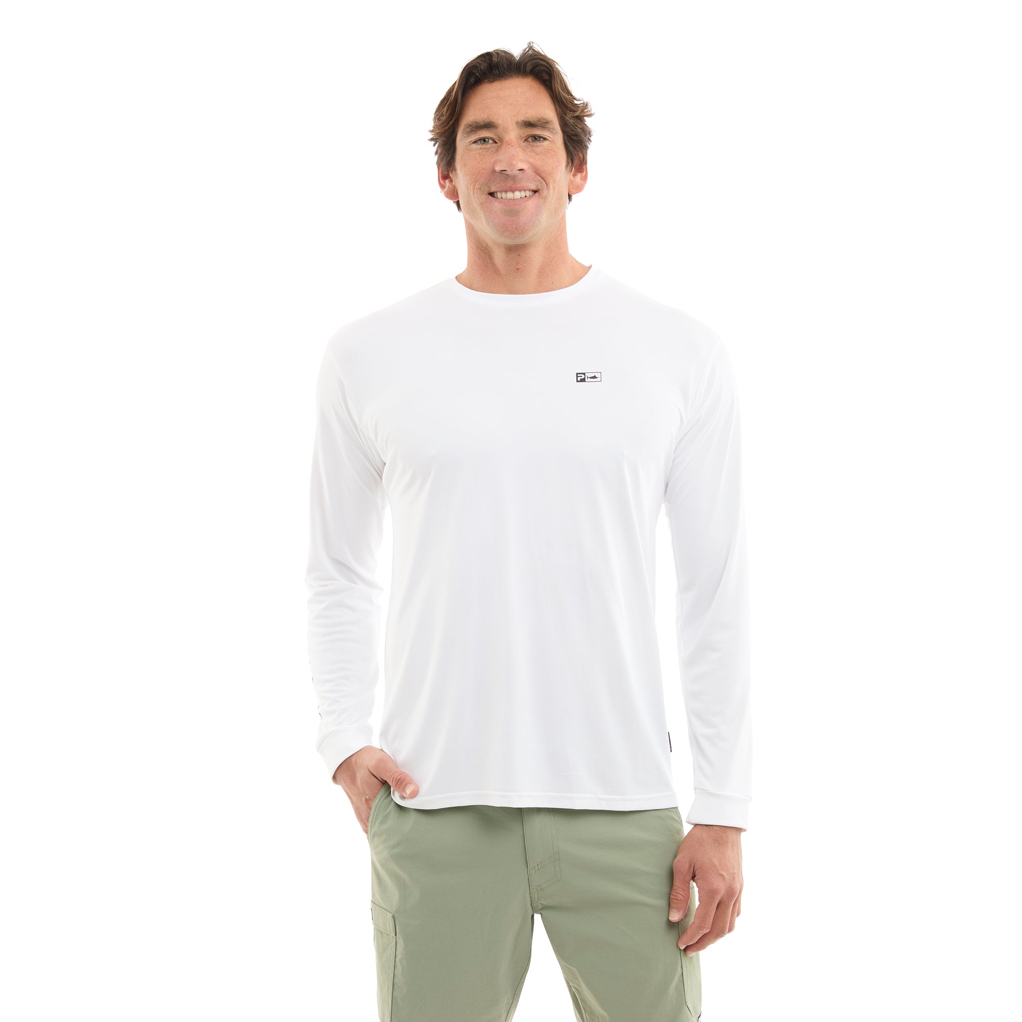 Pelagic Aquatek Goione Three Peat maglia bianca UPF 50+