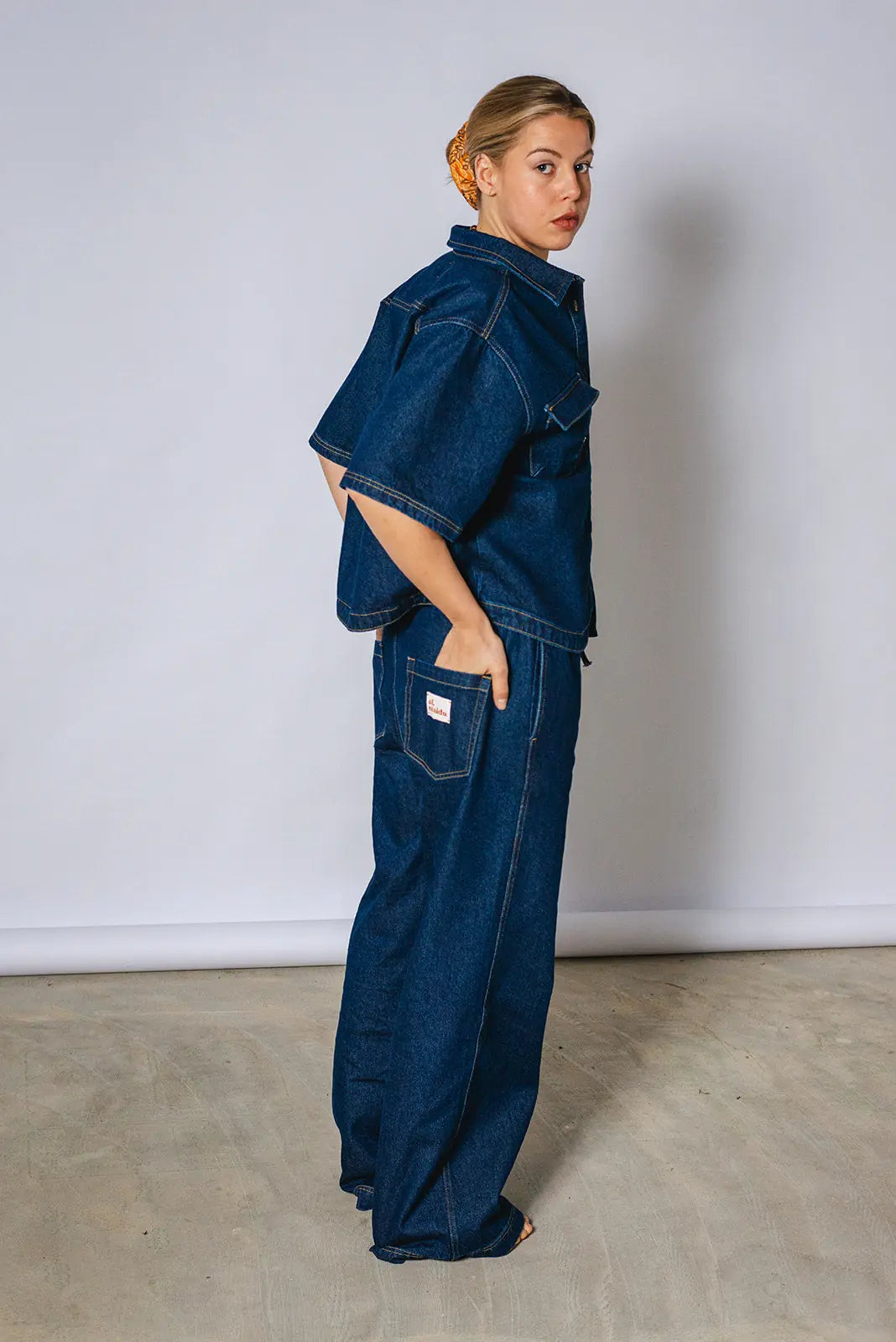el.residu Elena 2 pantaloni blu cotone