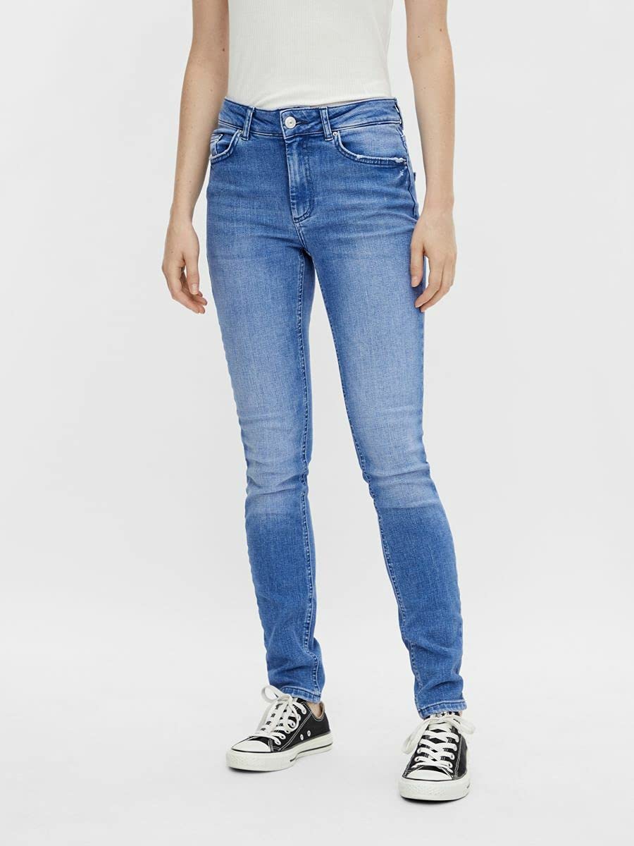 Pieces jeans skinny donna S vita media cotone