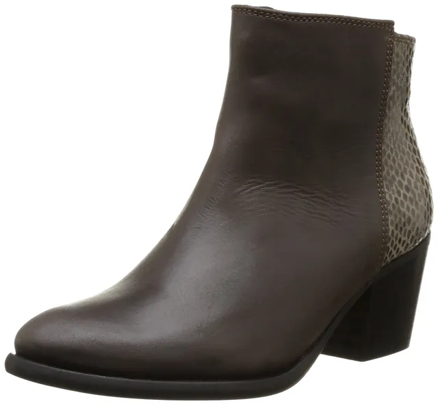Pieces Ulai Leather Boot stivali donna 36 grigio scuro pelle