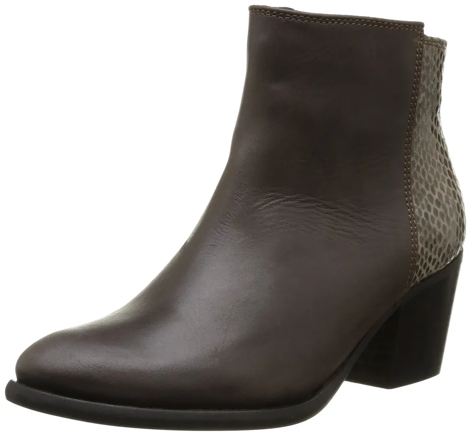 Pieces Ulai Leather Boot stivali donna 36 grigio scuro pelle
