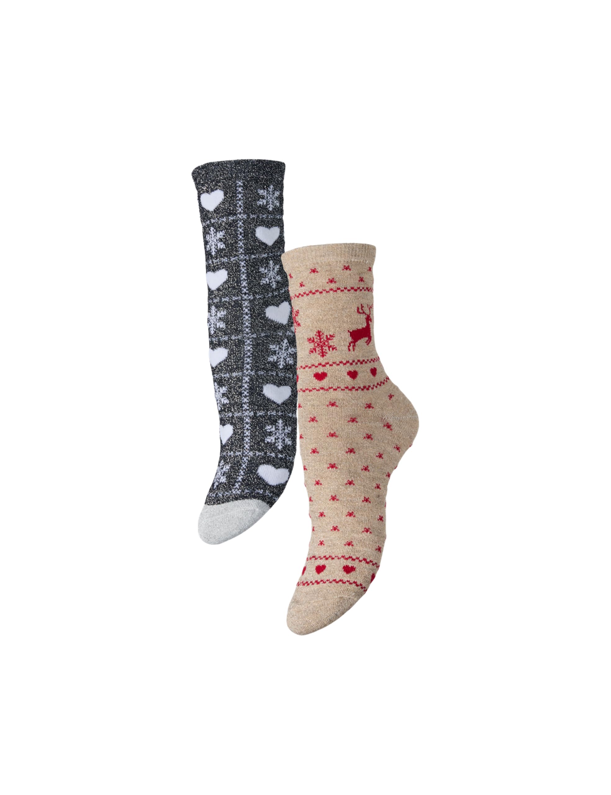 Pieces Pcjia Xmas Glitter calzini donna 2 paia uso quotidiano
