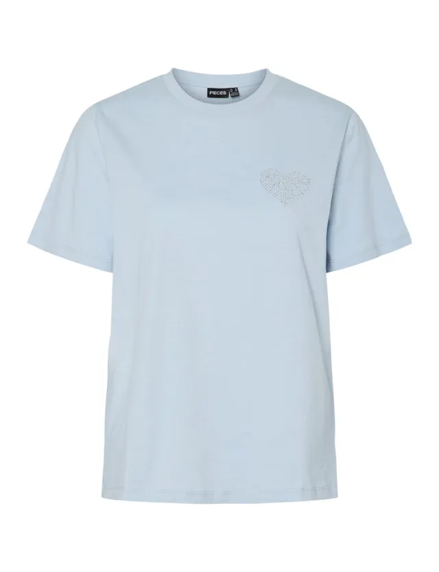 Pieces Pctara SS T-shirt donna blu M stampata
