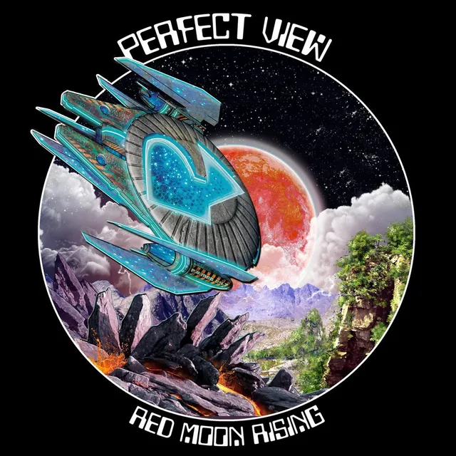 Perfect View Tee-Records Red Moon Rising t-shirt cotone organico