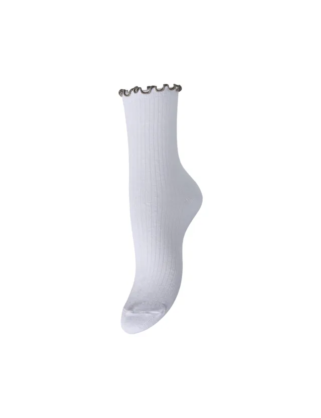 Pieces Pcafia Contrast Frill calze bianche taglia unica volant