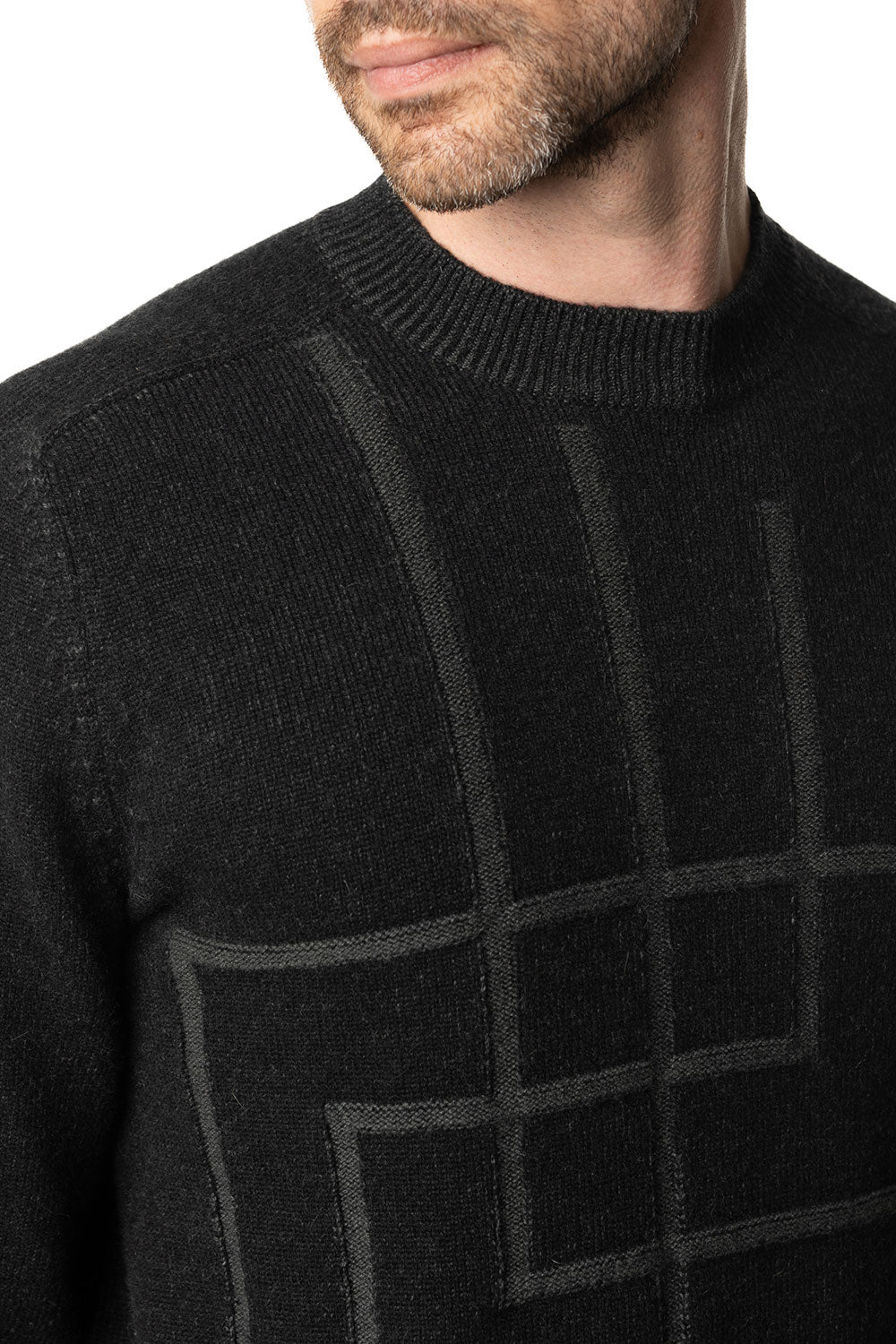 Vittoria Paci girocollo cashmere uomo grigio scuro coste