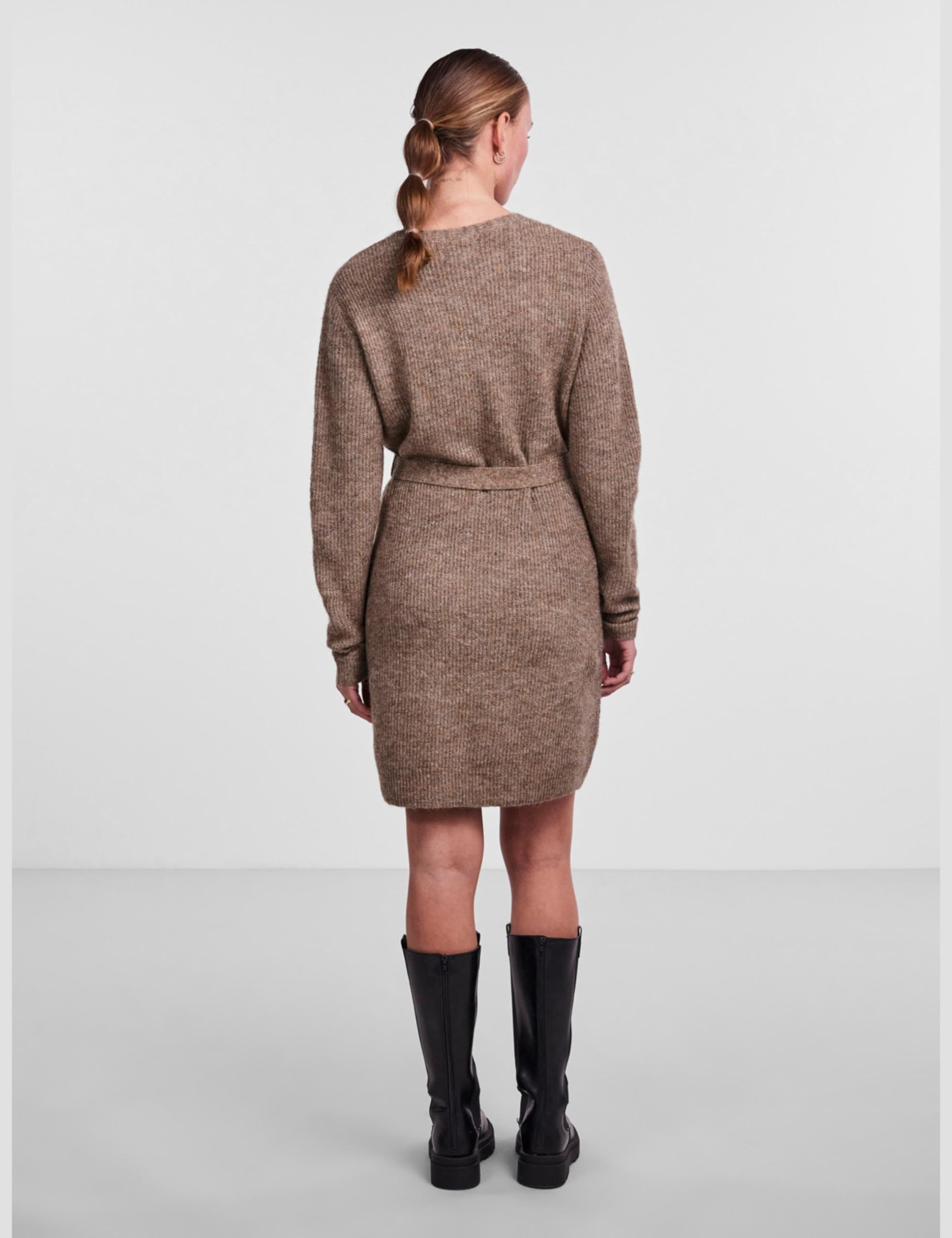 Pieces Pcellen LS Wrap Noos abito in maglia incrociato