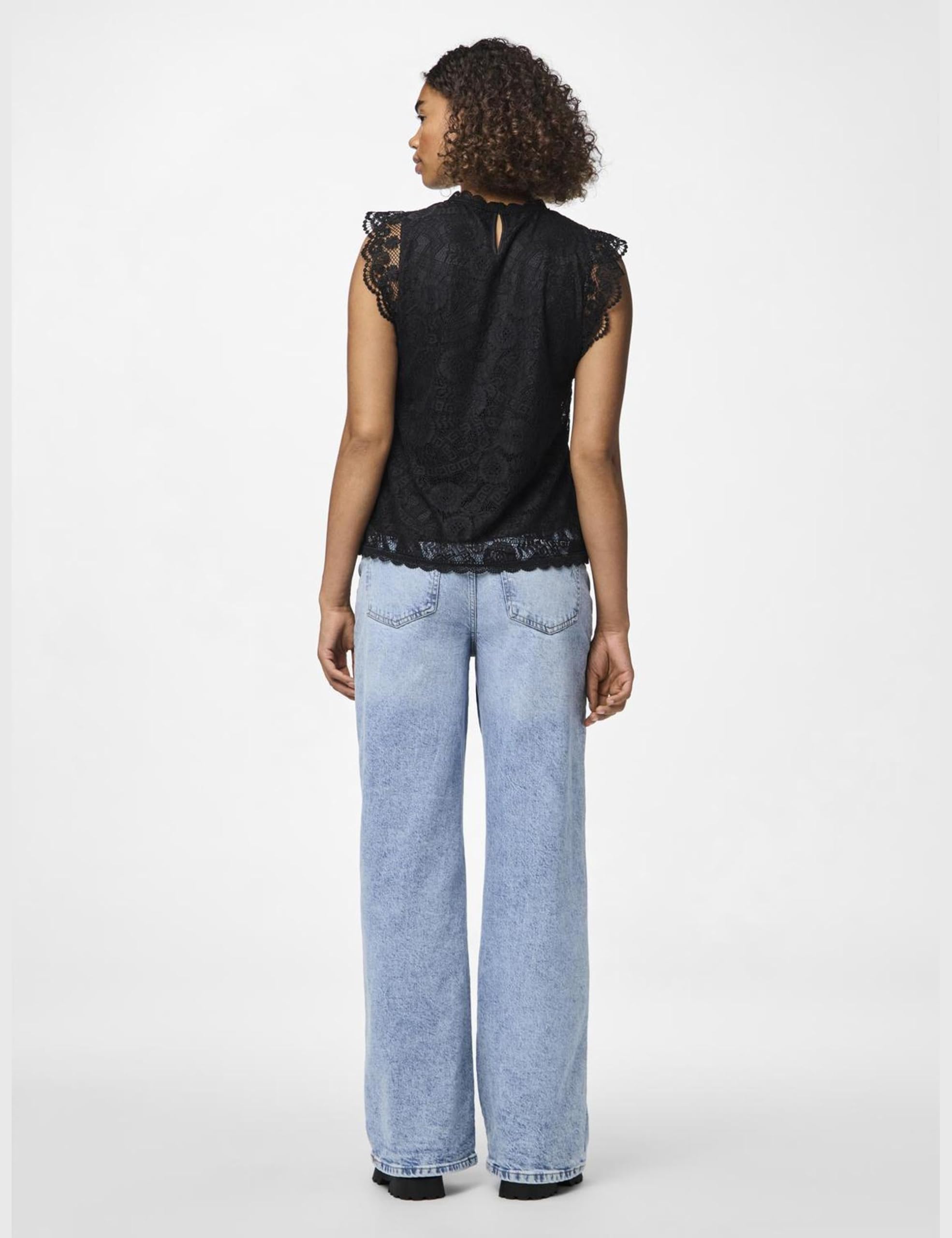 Pieces Pcolline Lace top donna pizzo nero