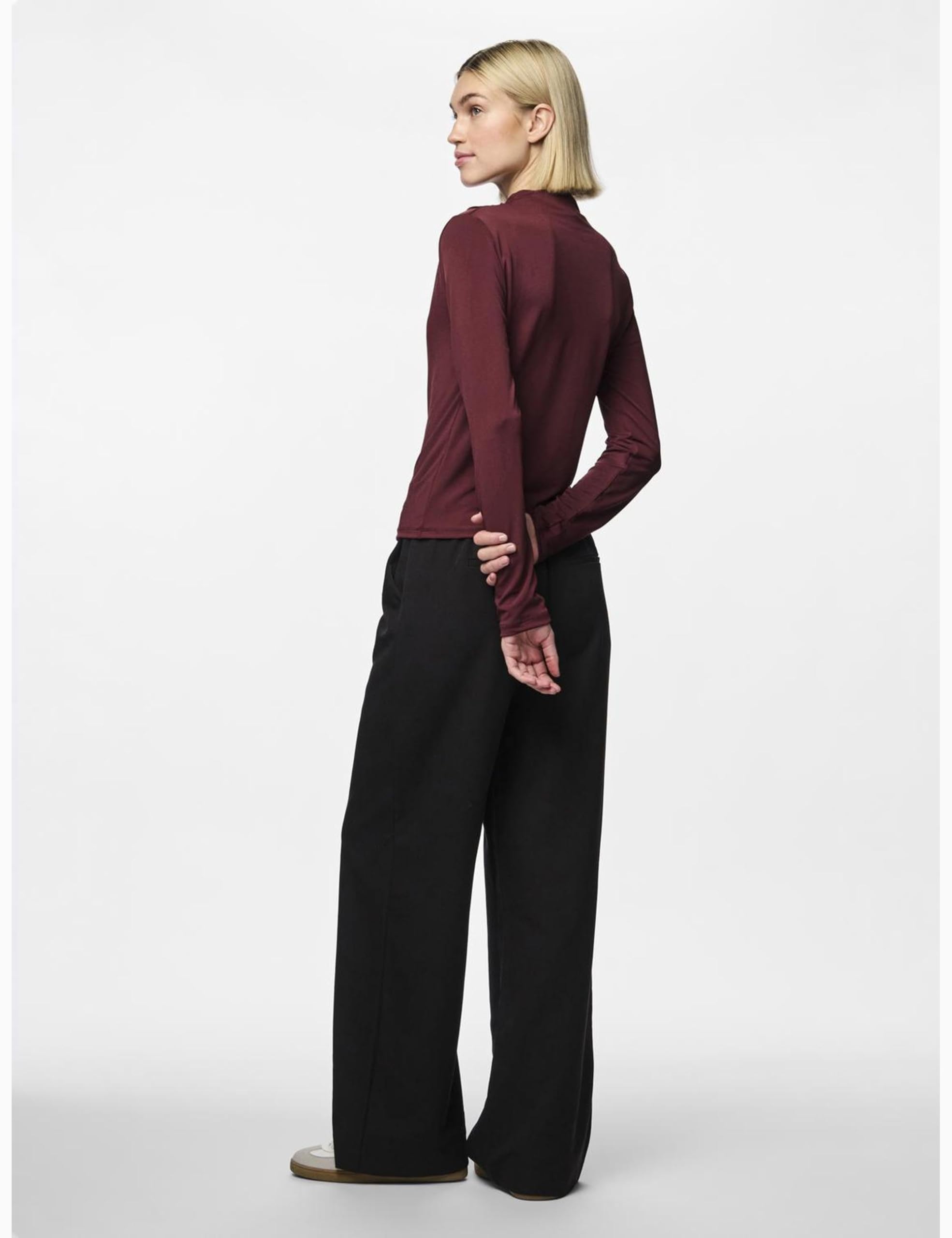 Pieces Pcmadison LS maglia drappeggiata manica lunga