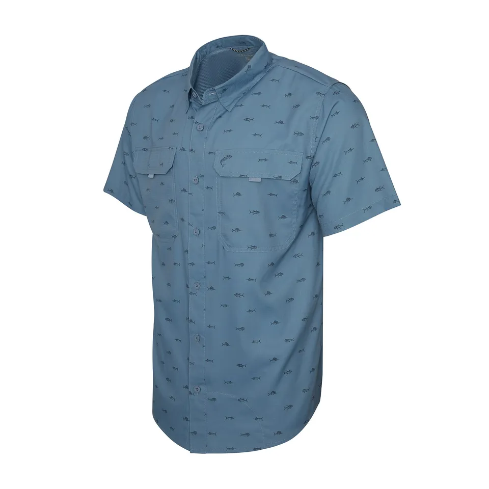 Pelagic Keys Tiny Fish camicia pesca uomo petrolio UPF 50+