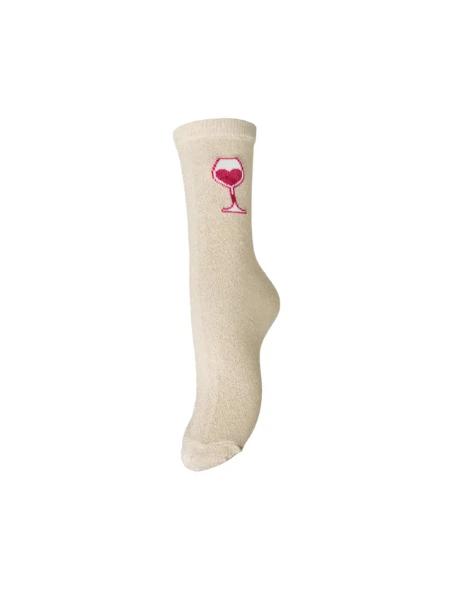 PIECES Pcnolia Lurex EMB calzini donna betulla taglia unica