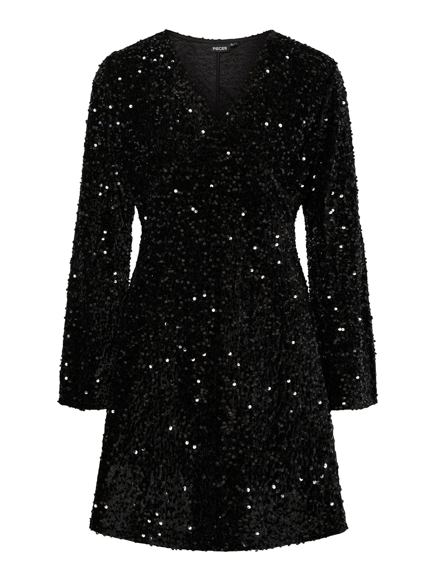PIECES Pckam scollo V abito jersey nero XS quotidiano