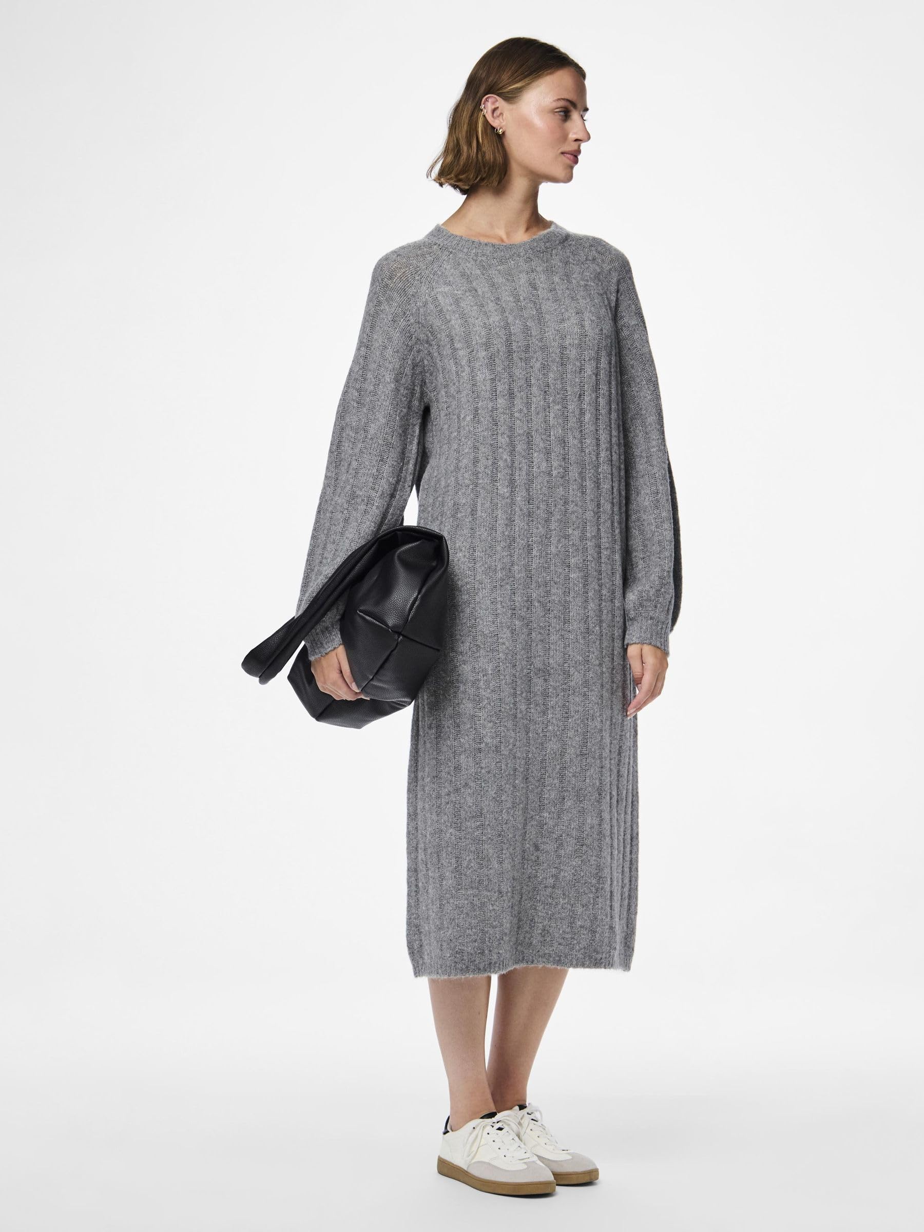 Pieces PCMaggy abito in maglia donna grigio melange