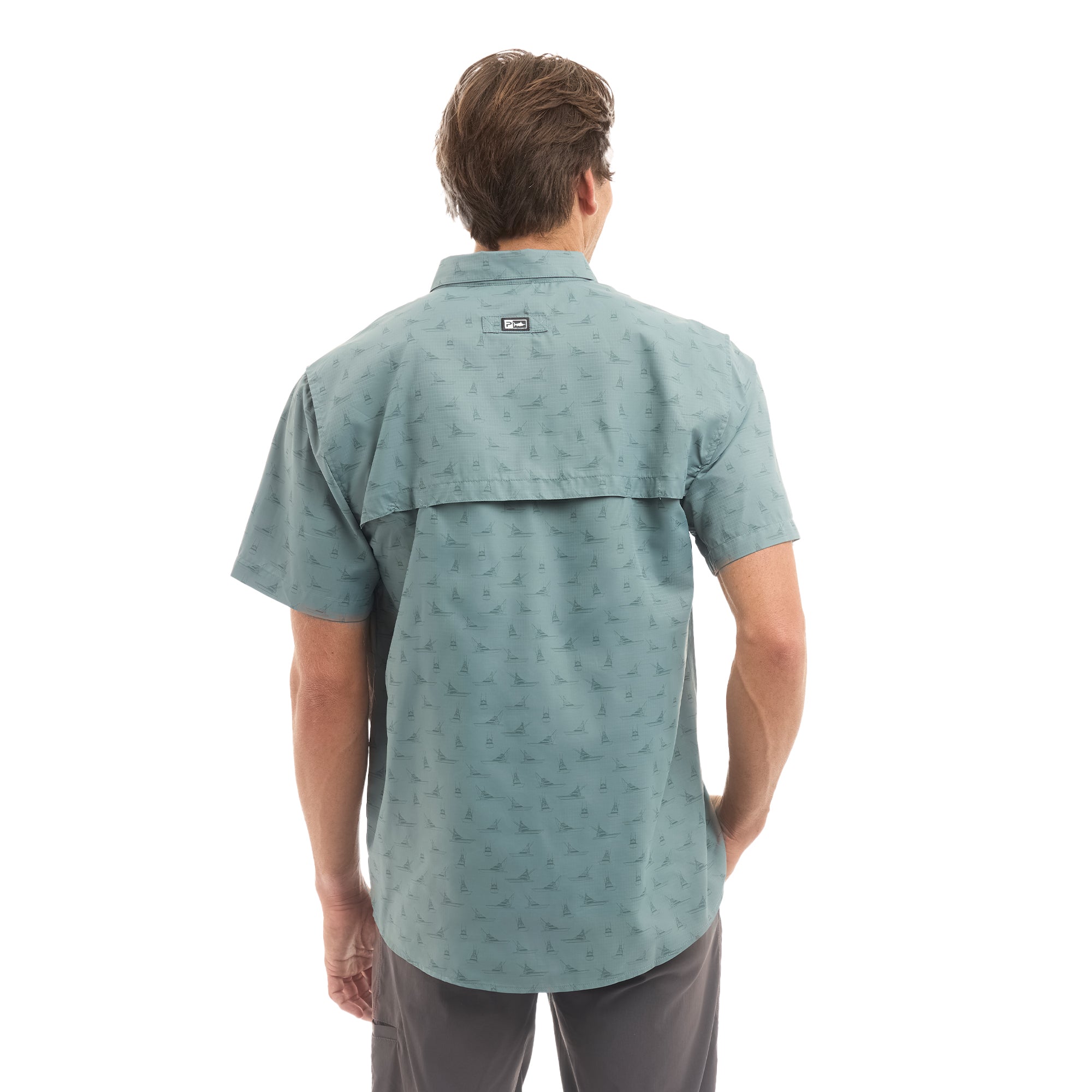 Pelagic Keys Tiny Boats camicia blu UPF 50+