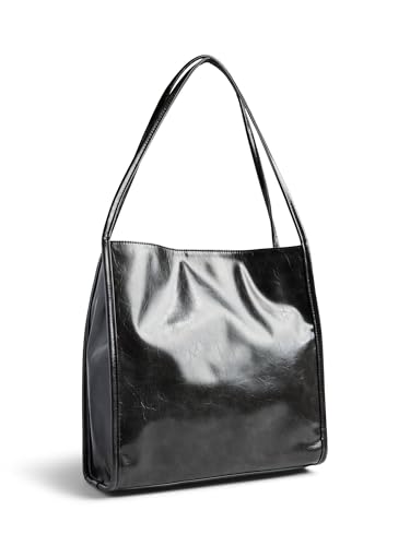Pieces Pcmalou Patent Shopping Bag borsa spesa nero verniciata