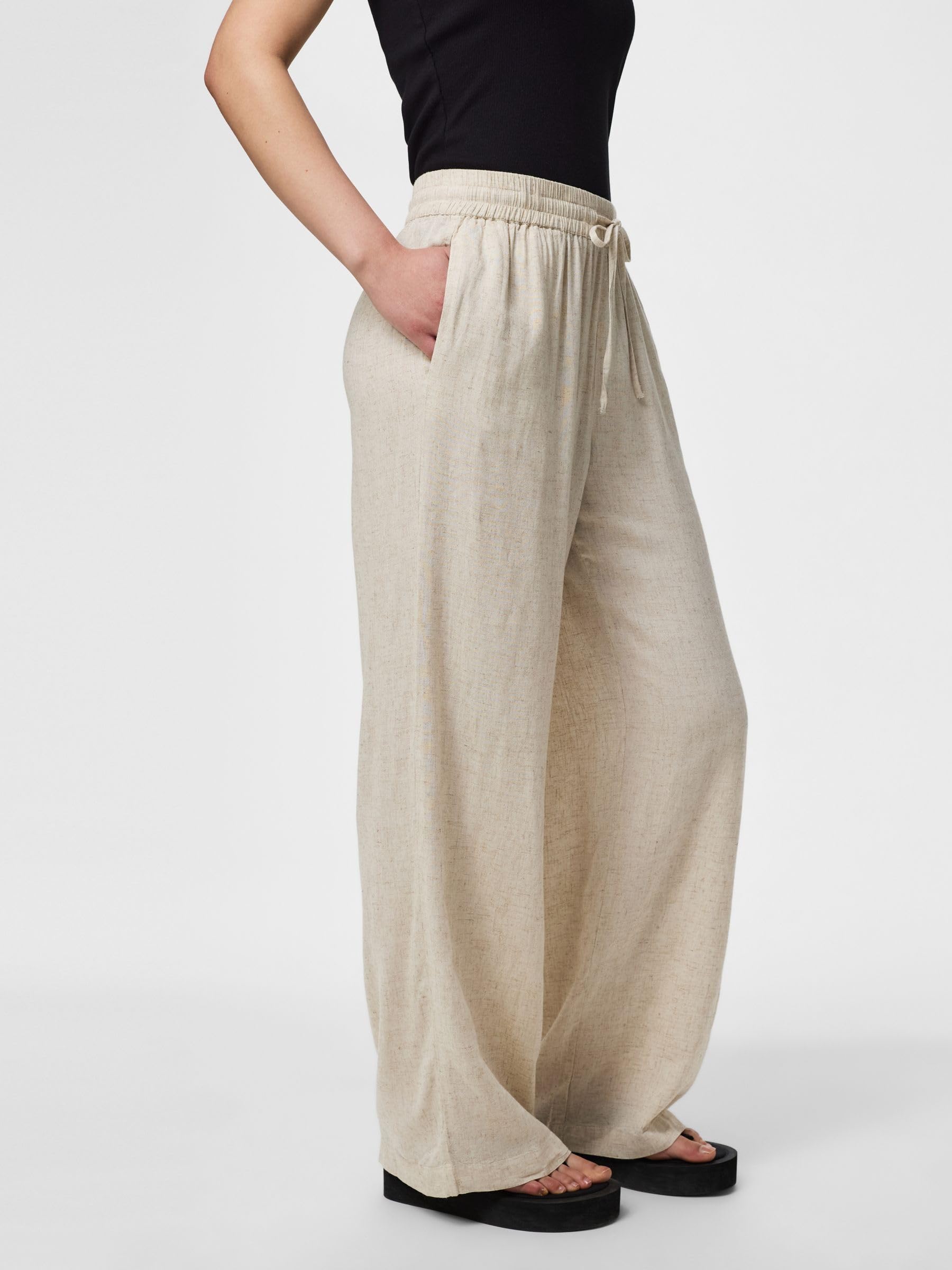 Pieces Pcpia Wide-Leg pantaloni donna larghi in cotone