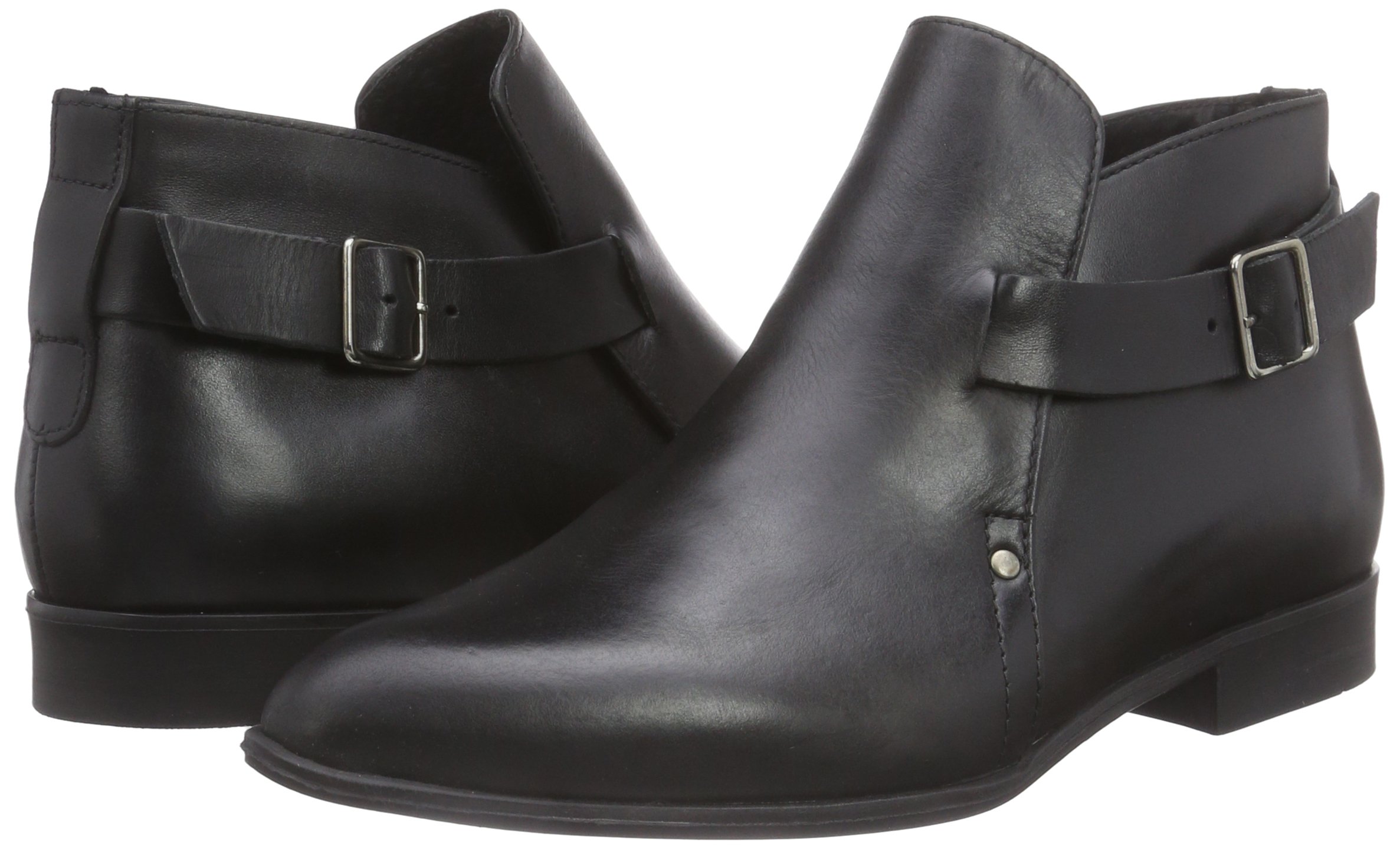 Pieces Psutara Leather Buckle Boot stivali donna neri pelle