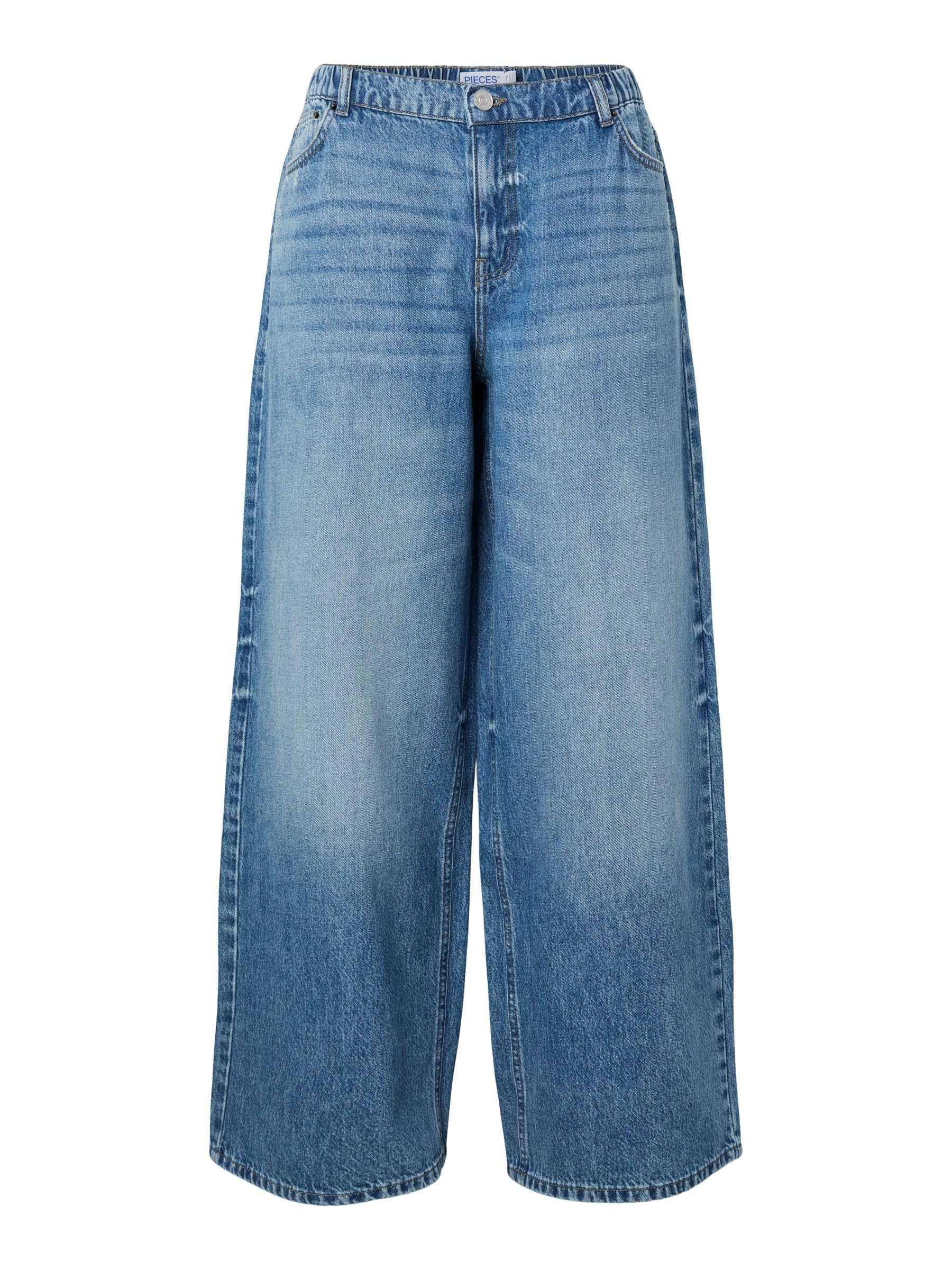Pieces Pcsky MW Jeans larghi blu medio vita media