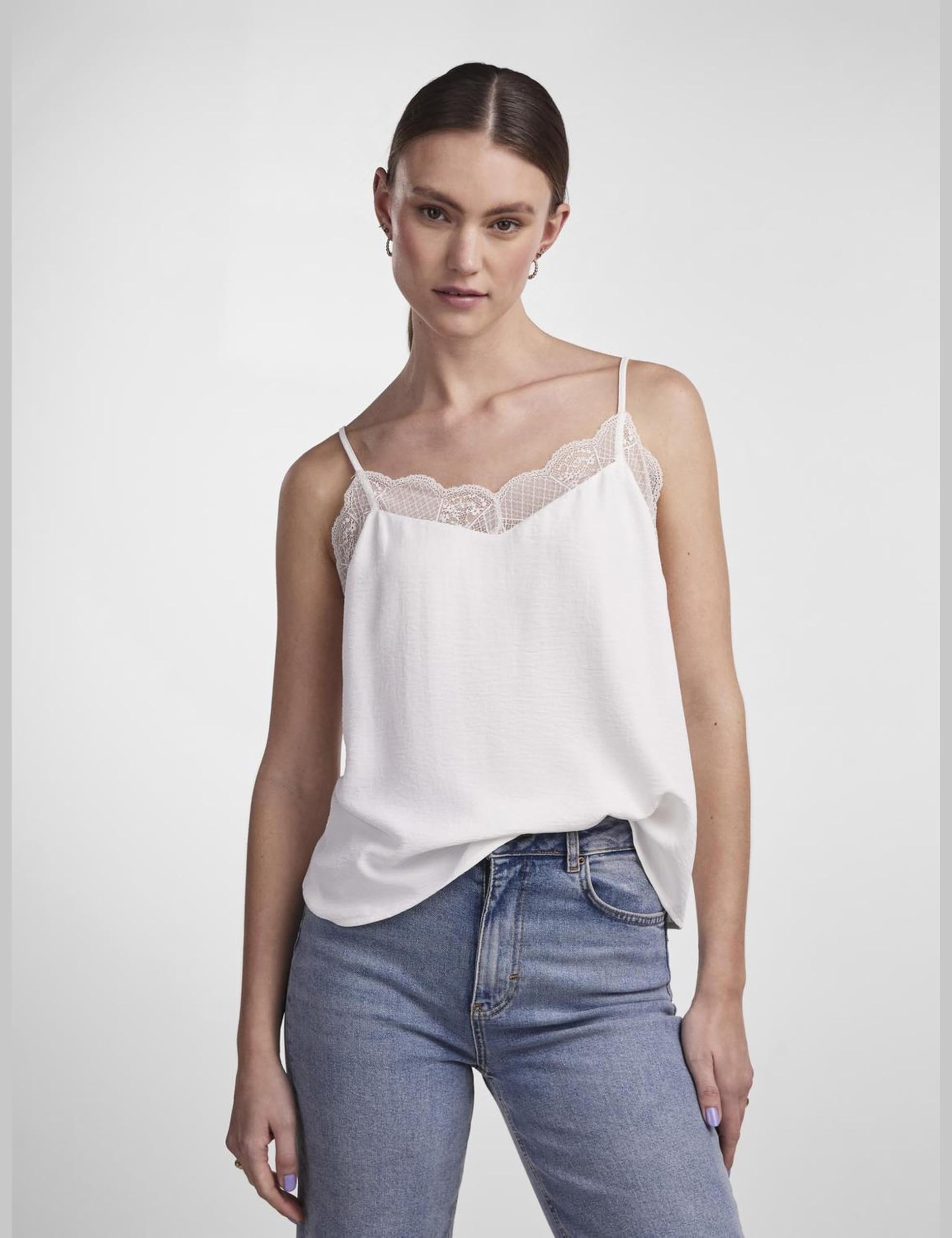 PIECES Pctiffany top donna pizzo senza maniche