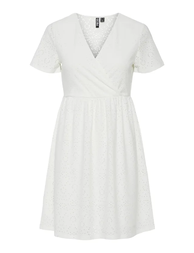Pieces Pcabby Brod Ang SS vestito taglia L in pizzo