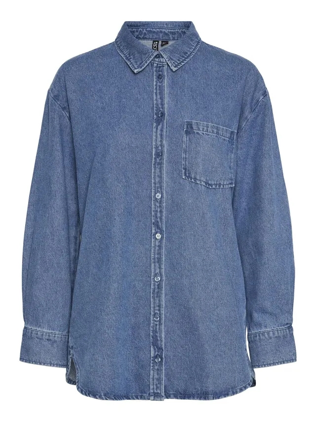 PIECES Pcmaisie Denim Shirt camicia jeans manica lunga