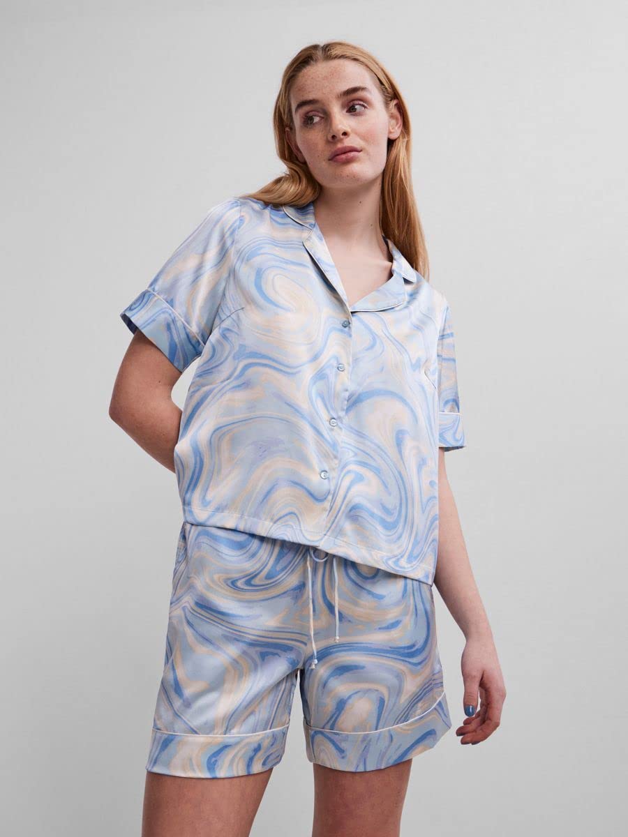 Pieces Pcvilli camicia donna raso maniche corte crop