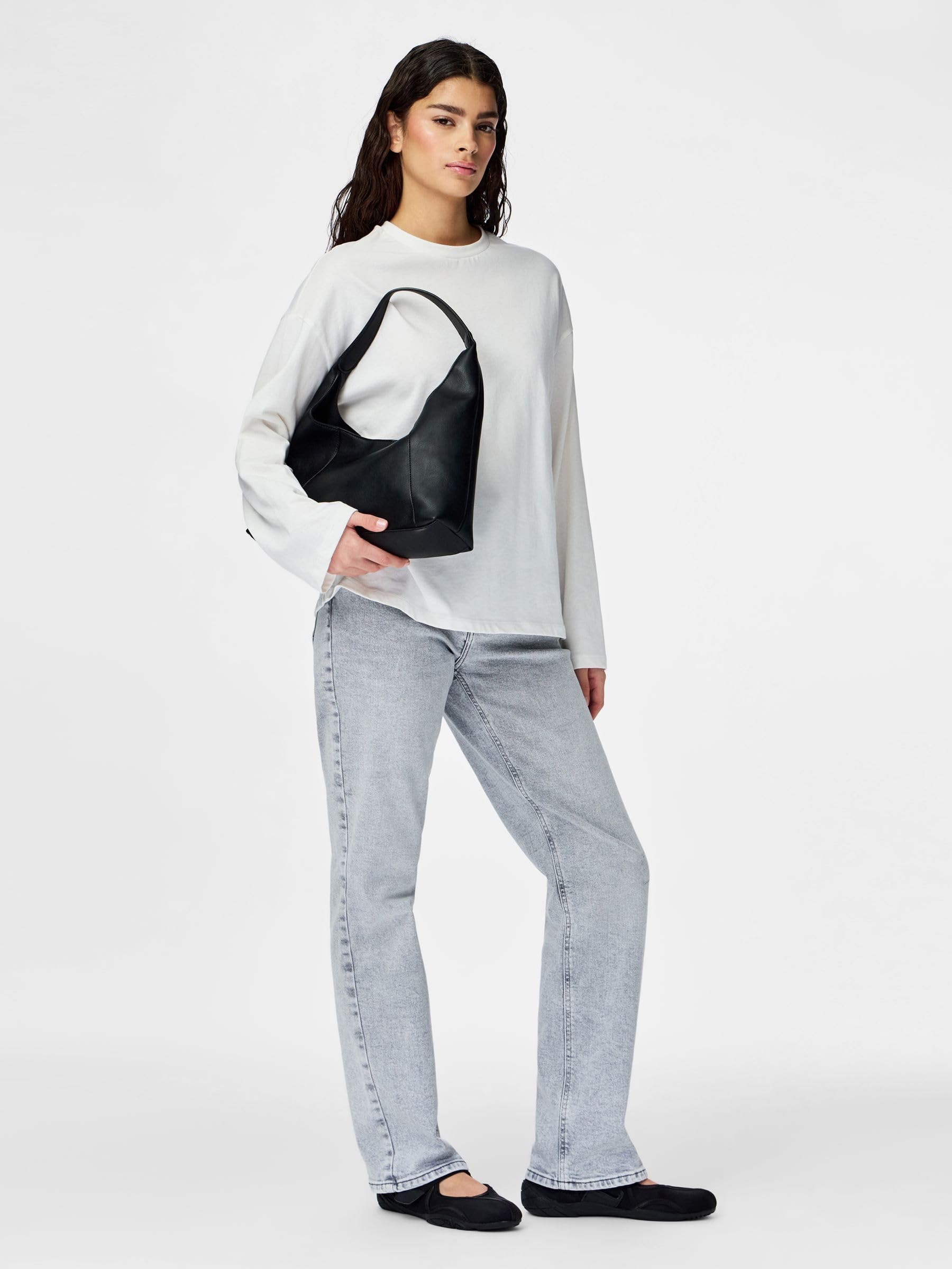 Pieces Pckelly MW Straight LG jeans donna 28W/32L gamba dritta