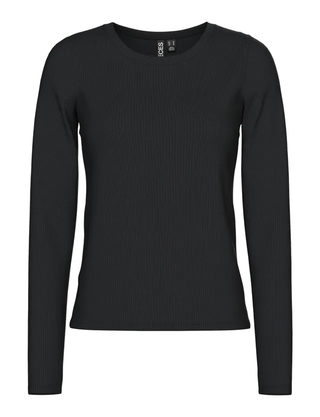 Pieces Pcmay LS Top Noos BC top S nero maniche lunghe