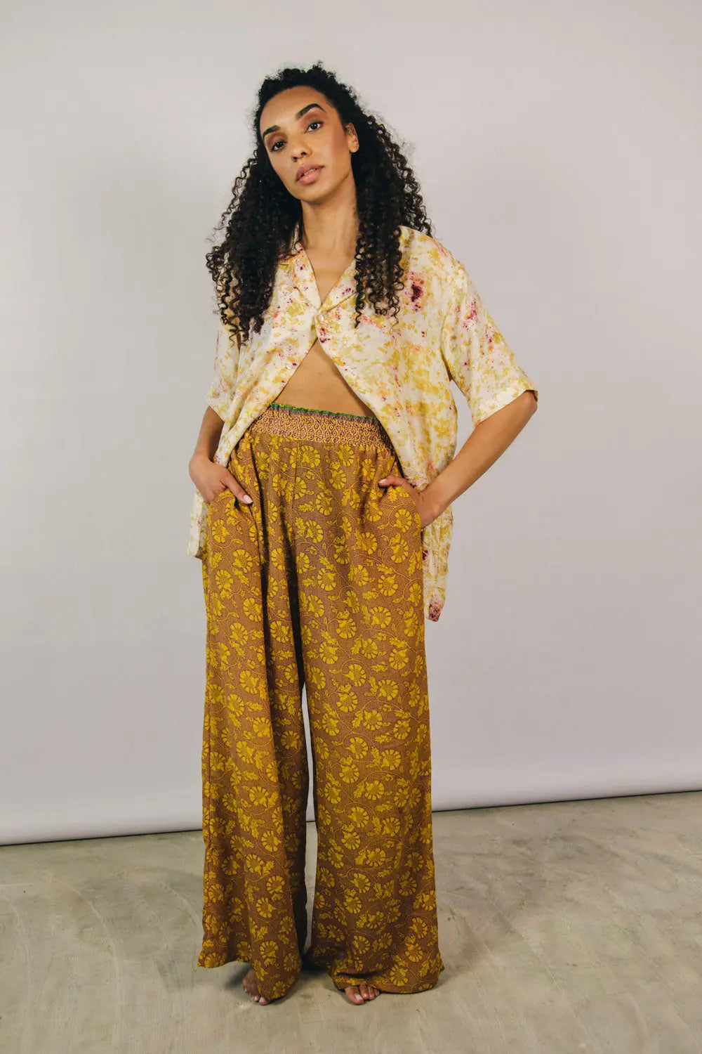 el.residu Madhu 17 pantaloni S/M rosa viscosa