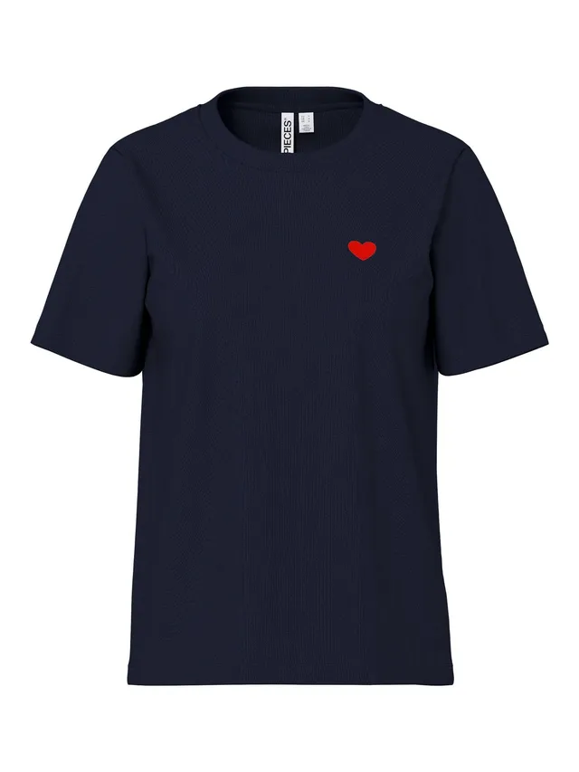 Pieces Pcmila SS Heart Tee t-shirt donna M cuore