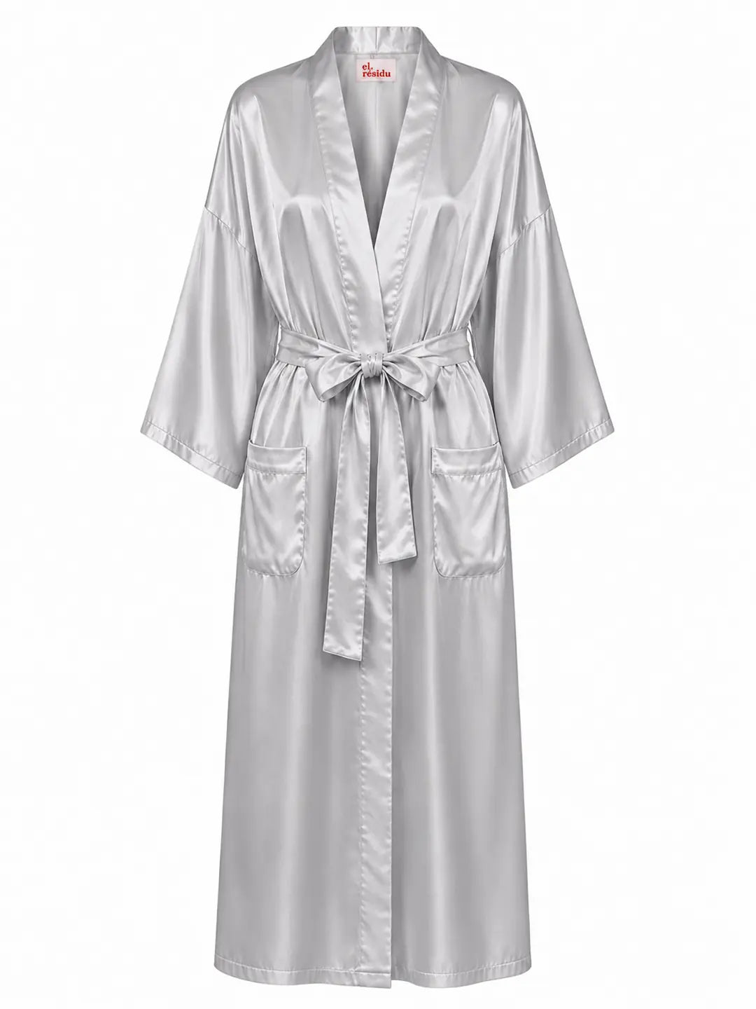 el.residu Asha Satin Long kimono seta grigio