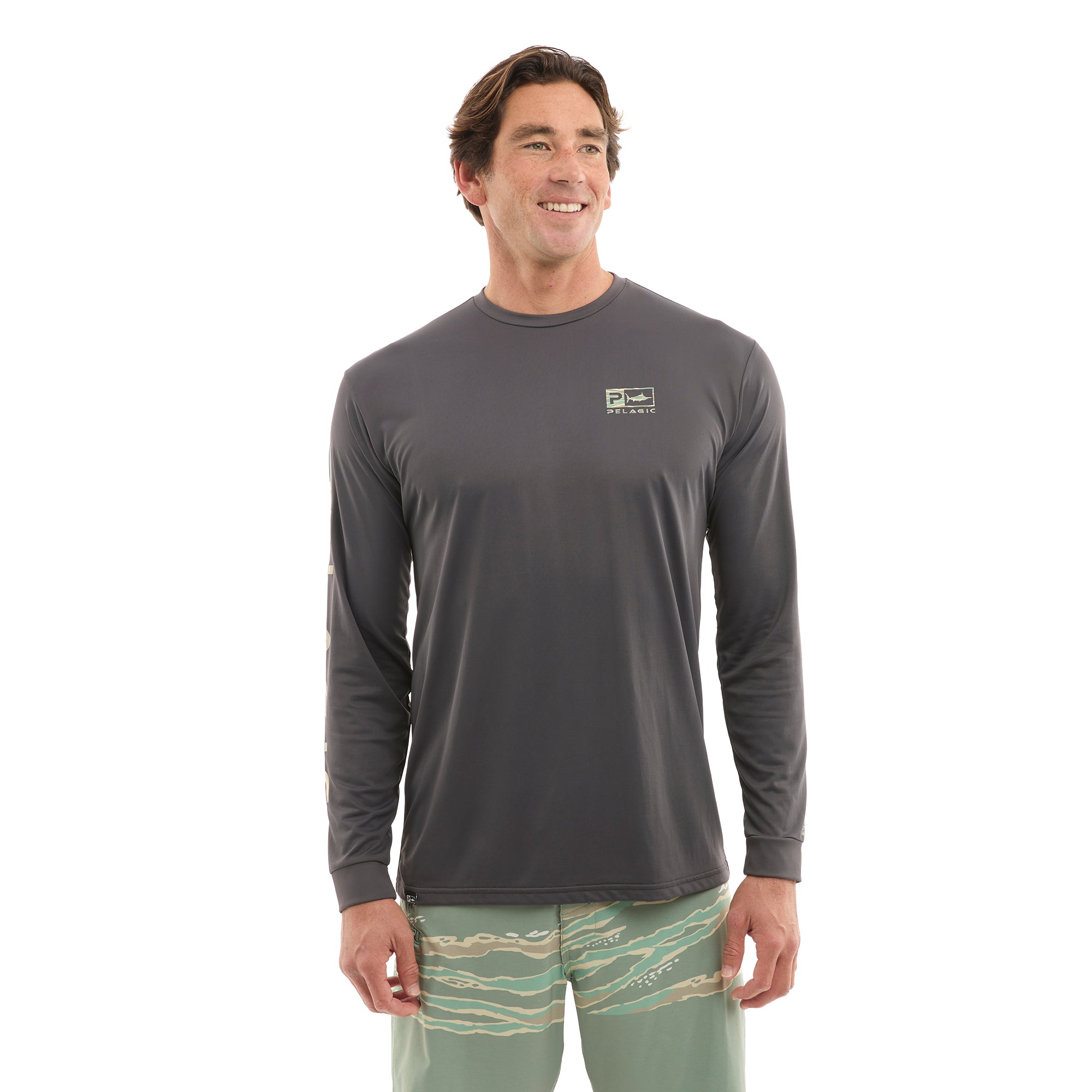 Pelagic Aquatek Wahoo Icon maglia pesca grafite UPF 50+