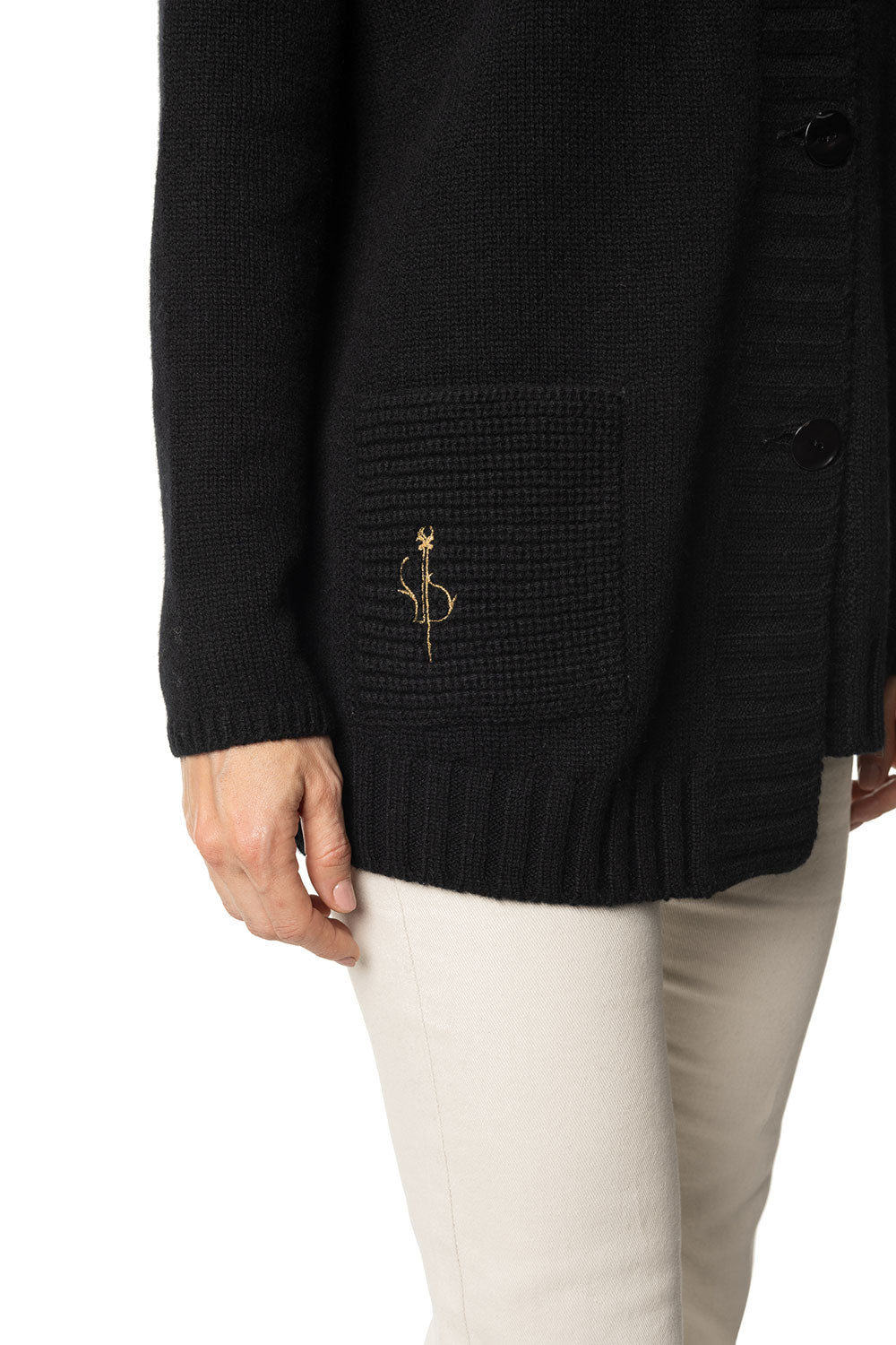 Vittoria Paci cardigan cashmere donna nero asimmetrico