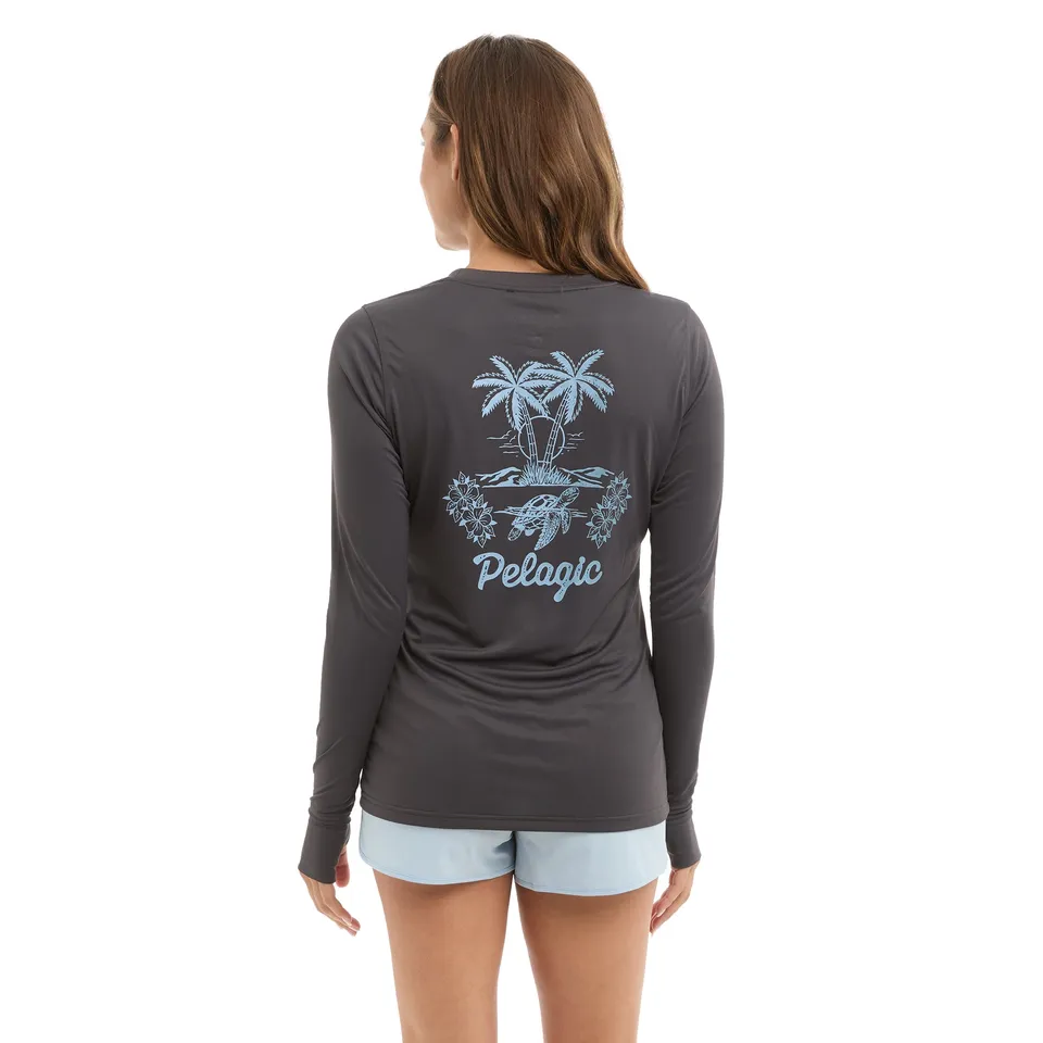 Pelagic Aquatek Isla Tortuga maglia donna grafite UPF 50+