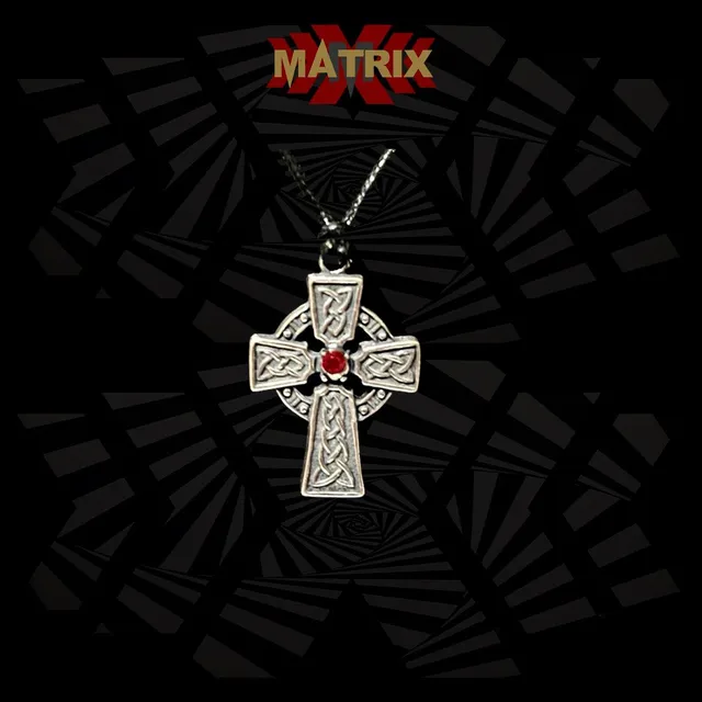 Matrix Music Store Cross Celtic Stone Cross ciondolo zamac con cordino