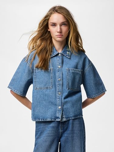 Pieces Pcsky Embroidery Camicia Denim XS 3/4