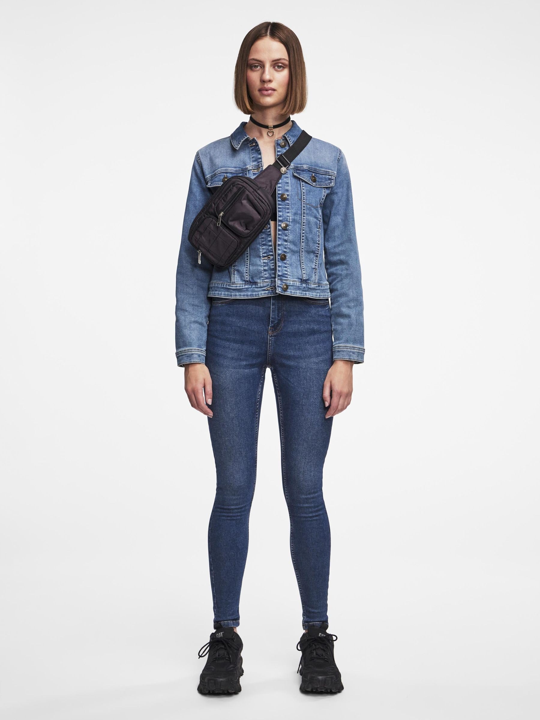 Pieces Medium Blue Denim jeans donna 54 vita alta