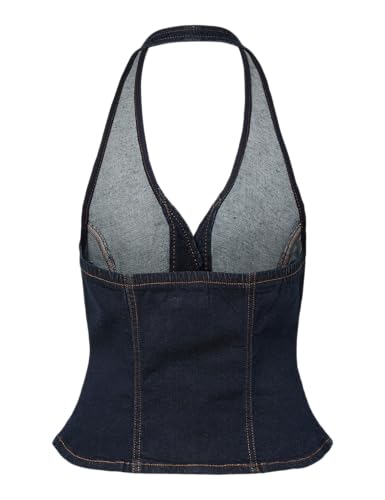 Pieces Pcdaisy Halterneck Top donna denim XS