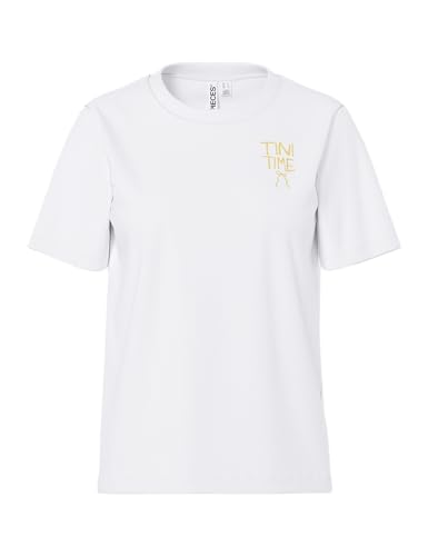 Pieces Pcgigi SS T-shirt Stampa Donna Bianca L