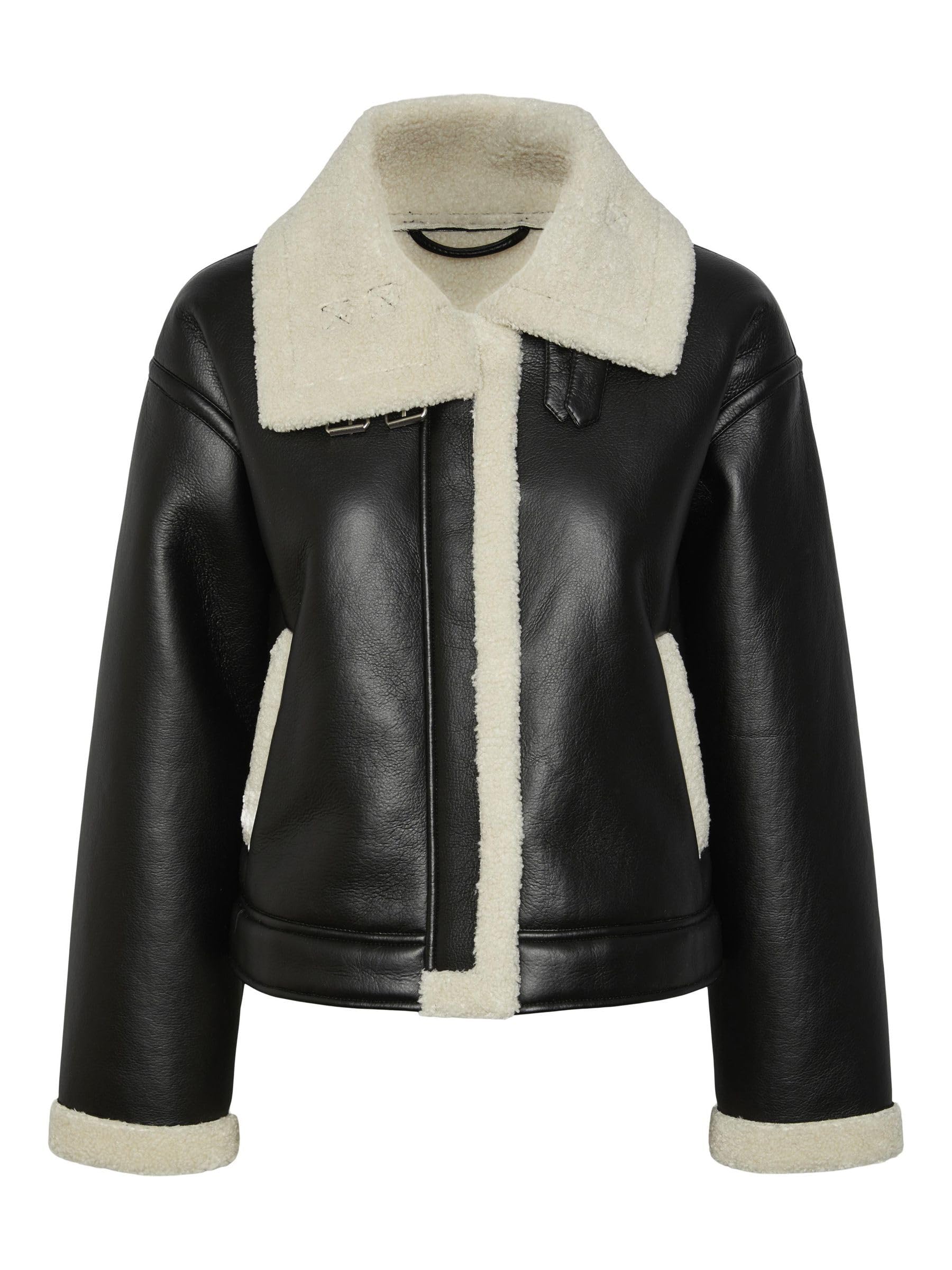 Pieces Pcjanelle giacca corta donna taglia S con pelliccia